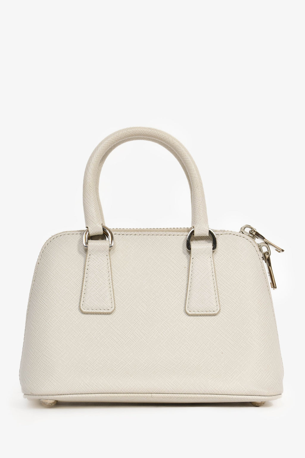Prada Light Grey Mini Saffiano Promenade Tote with Strap