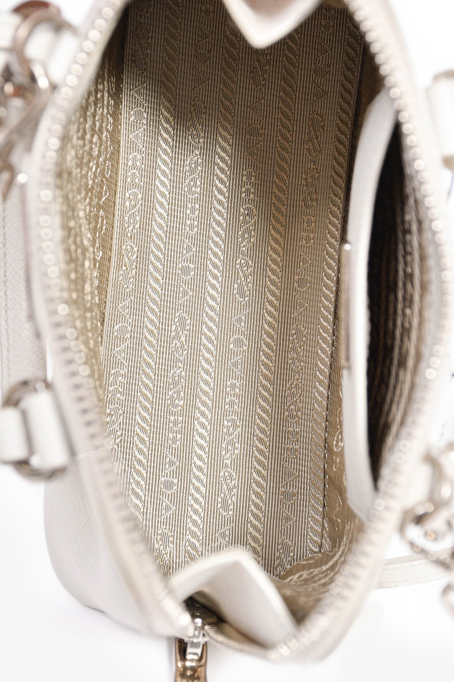 Prada Light Grey Mini Saffiano Promenade Tote with Strap