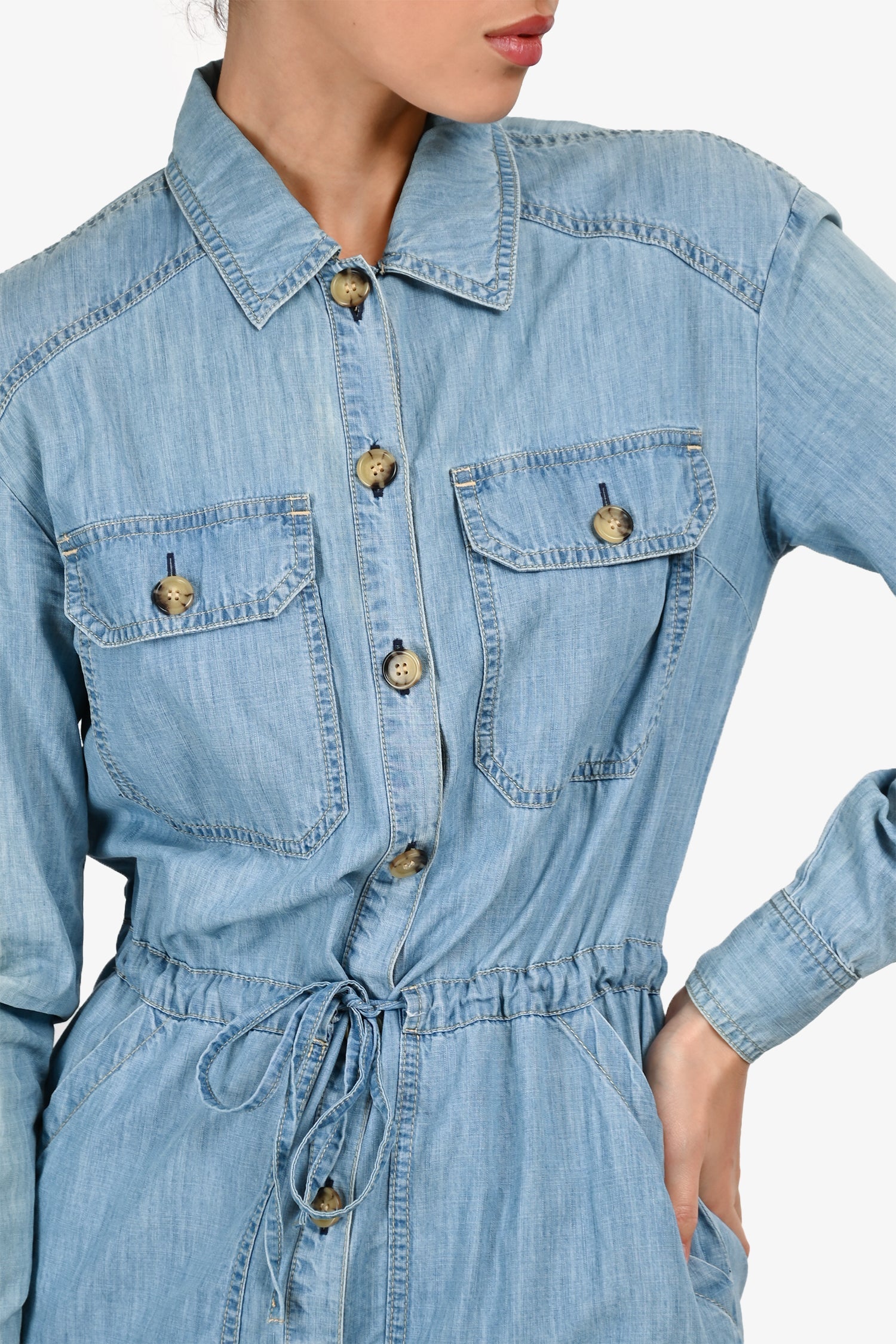 Veronica Beard Jeans Blue Denim Long Sleeves Dress Size 0