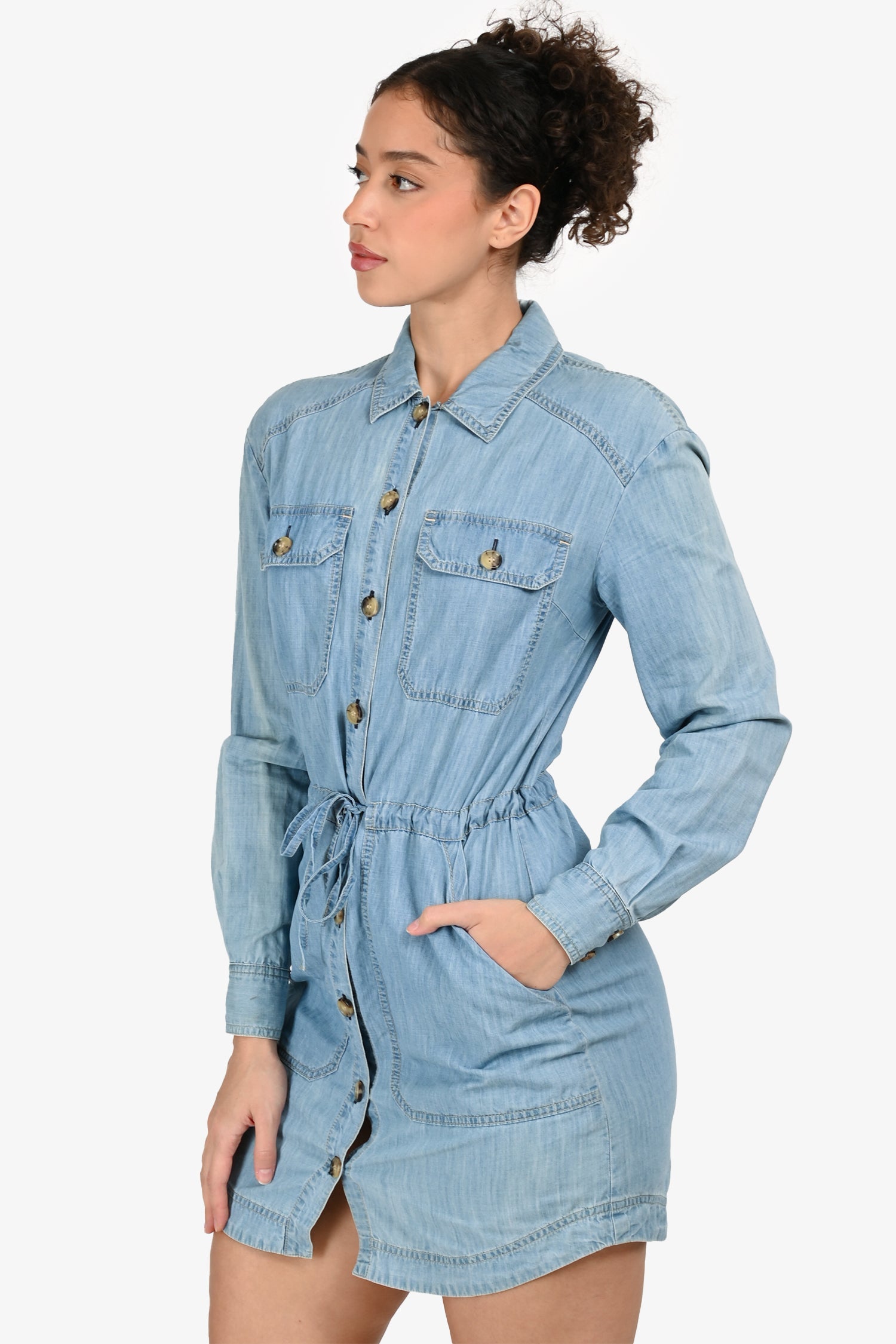 Veronica Beard Jeans Blue Denim Long Sleeves Dress Size 0
