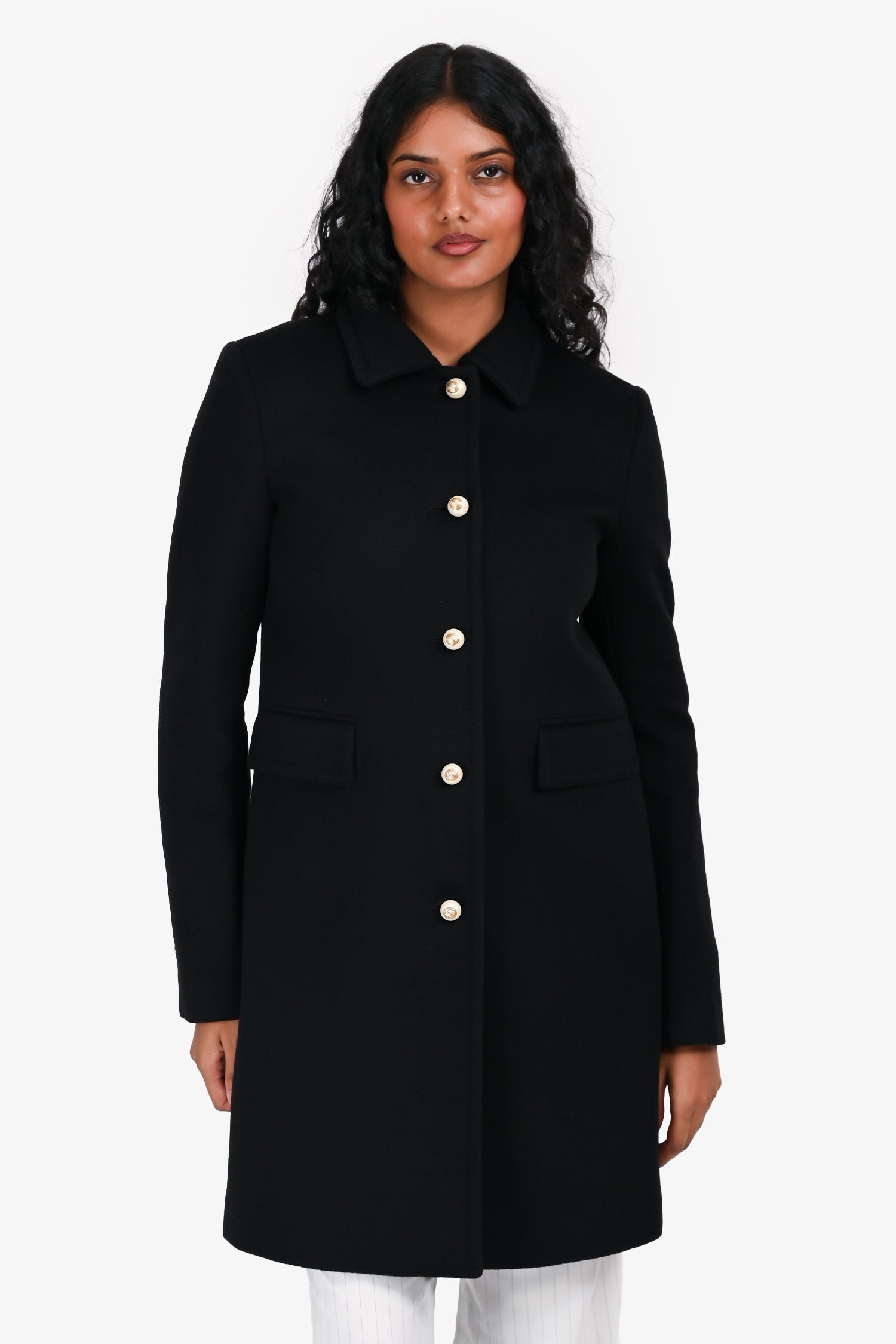 Gucci Black Wool Peacoat Size 40