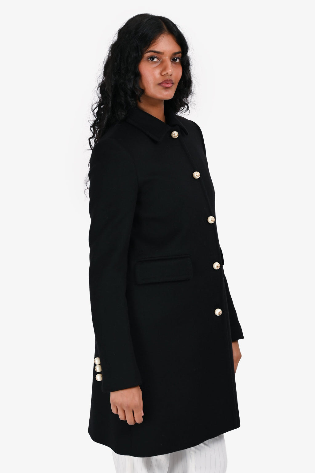 Gucci Black Wool Peacoat Size 40