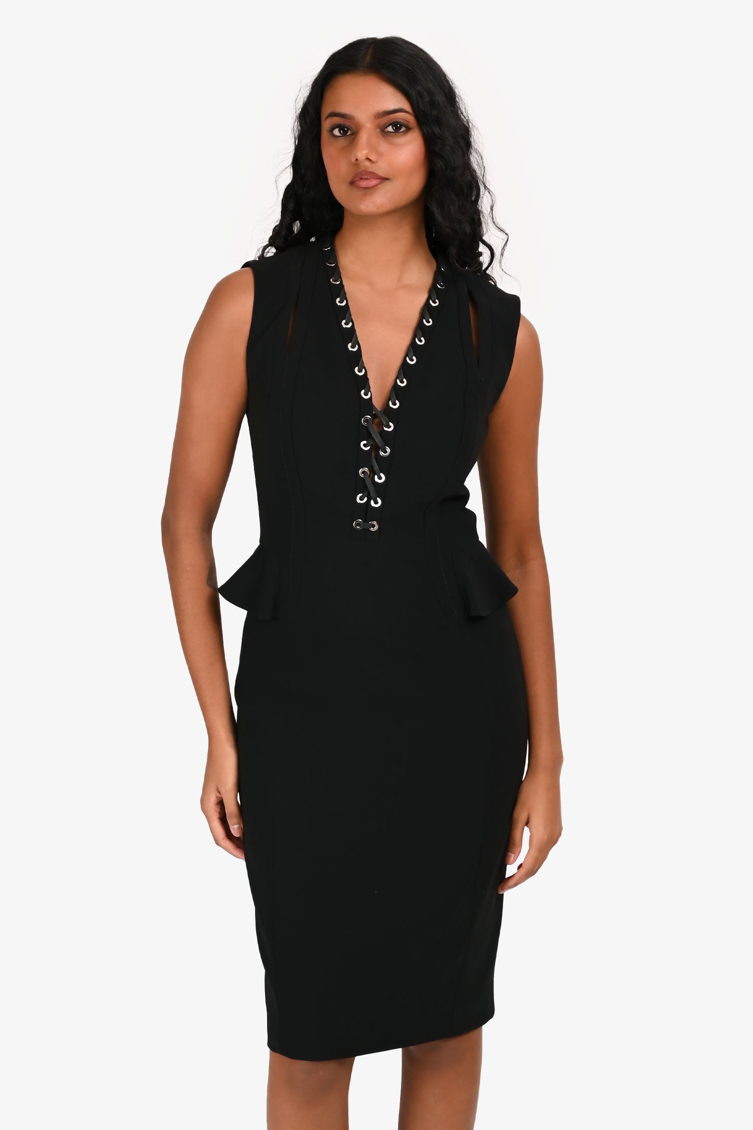 Altuzarra Black Chain Detail Sleeveless Midi Dress Size 36
