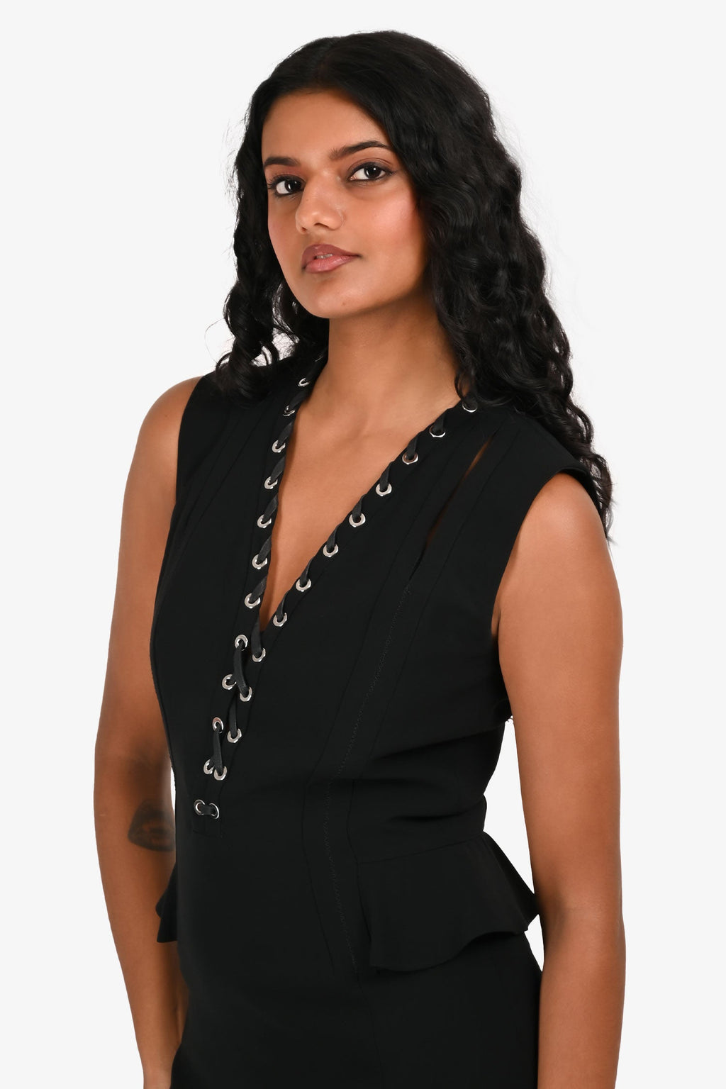 Altuzarra Black Chain Detail Sleeveless Midi Dress Size 36