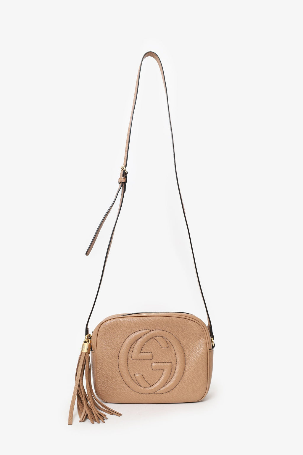 Gucci Beige Grained Leather Small Soho Disco Crossbody Bag