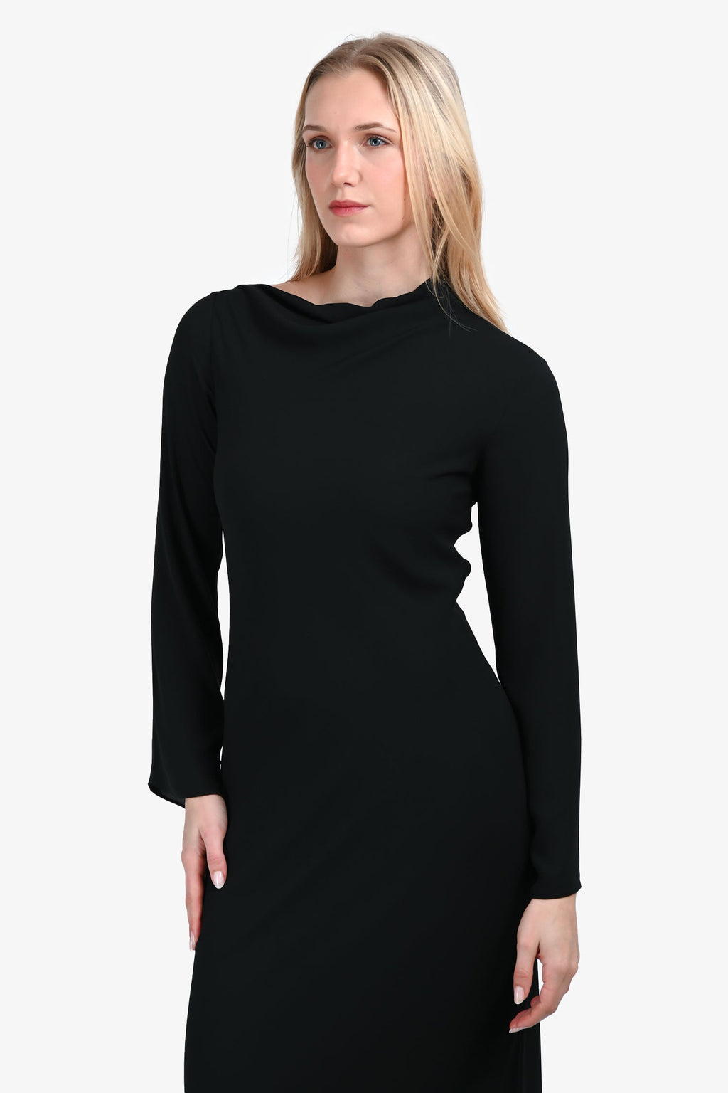 KALLMAYER Black Side Drape Longsleeve Maxi Dress Size XS