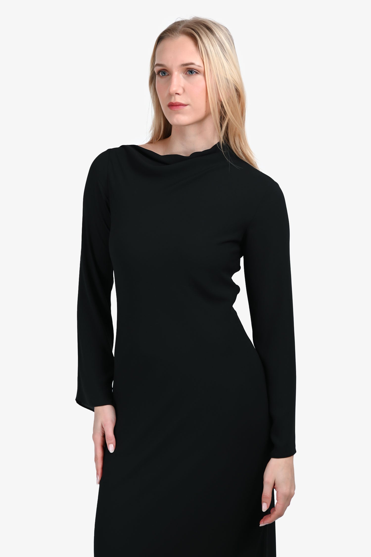 KALLMAYER Black Side Drape Longsleeve Maxi Dress Size XS