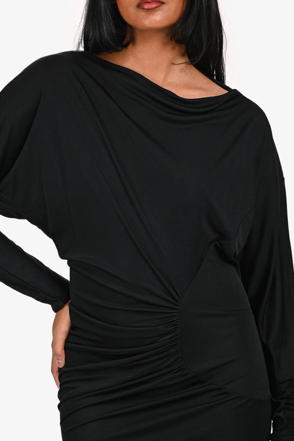 Khaite Black Oron Ruched Maxi Dress Size XS