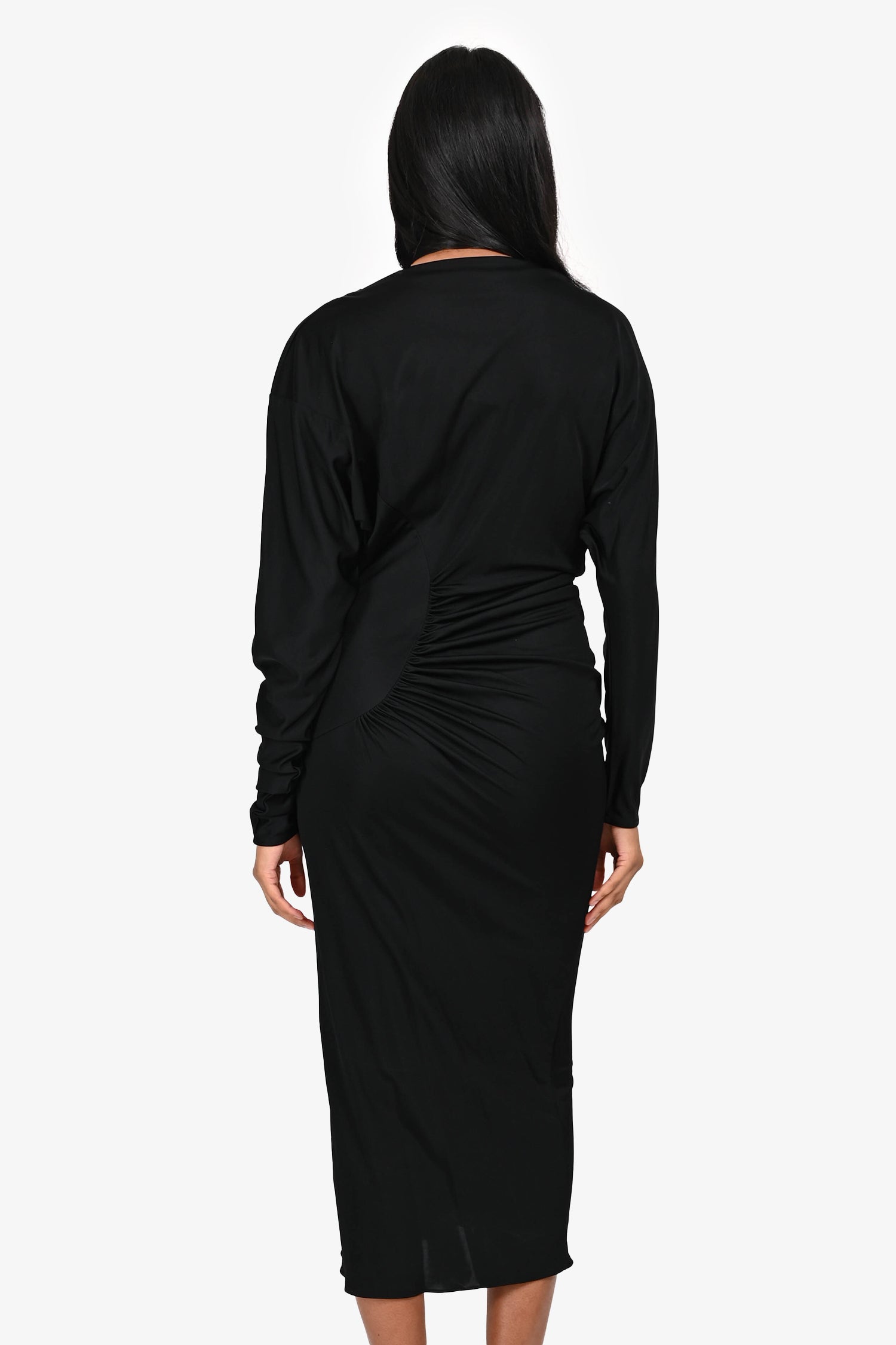 Khaite Black Oron Ruched Maxi Dress Size XS