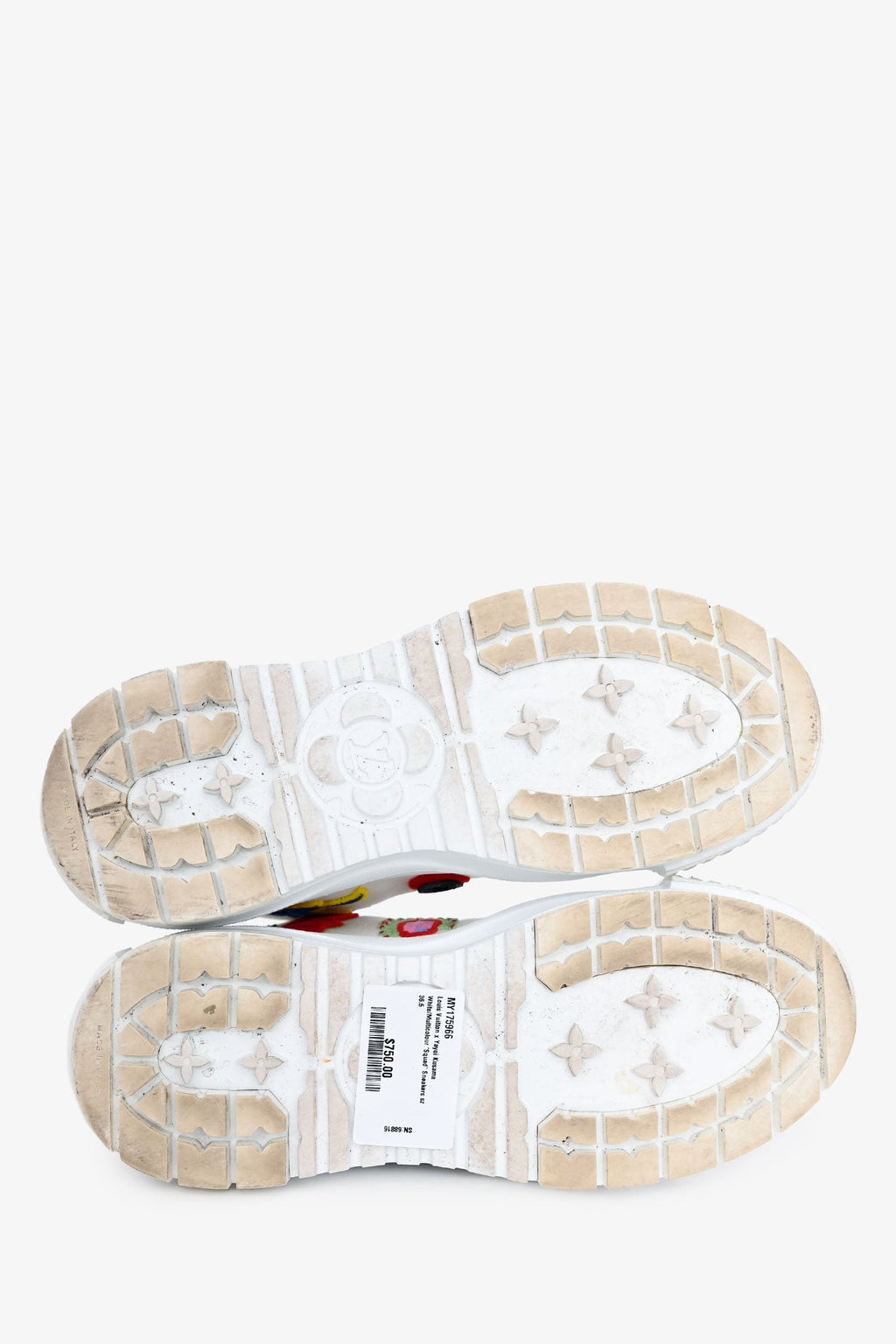Louis Vuitton x Yayoi Kusama White/Multicolour 'Squad' Sneakers Size 36.5