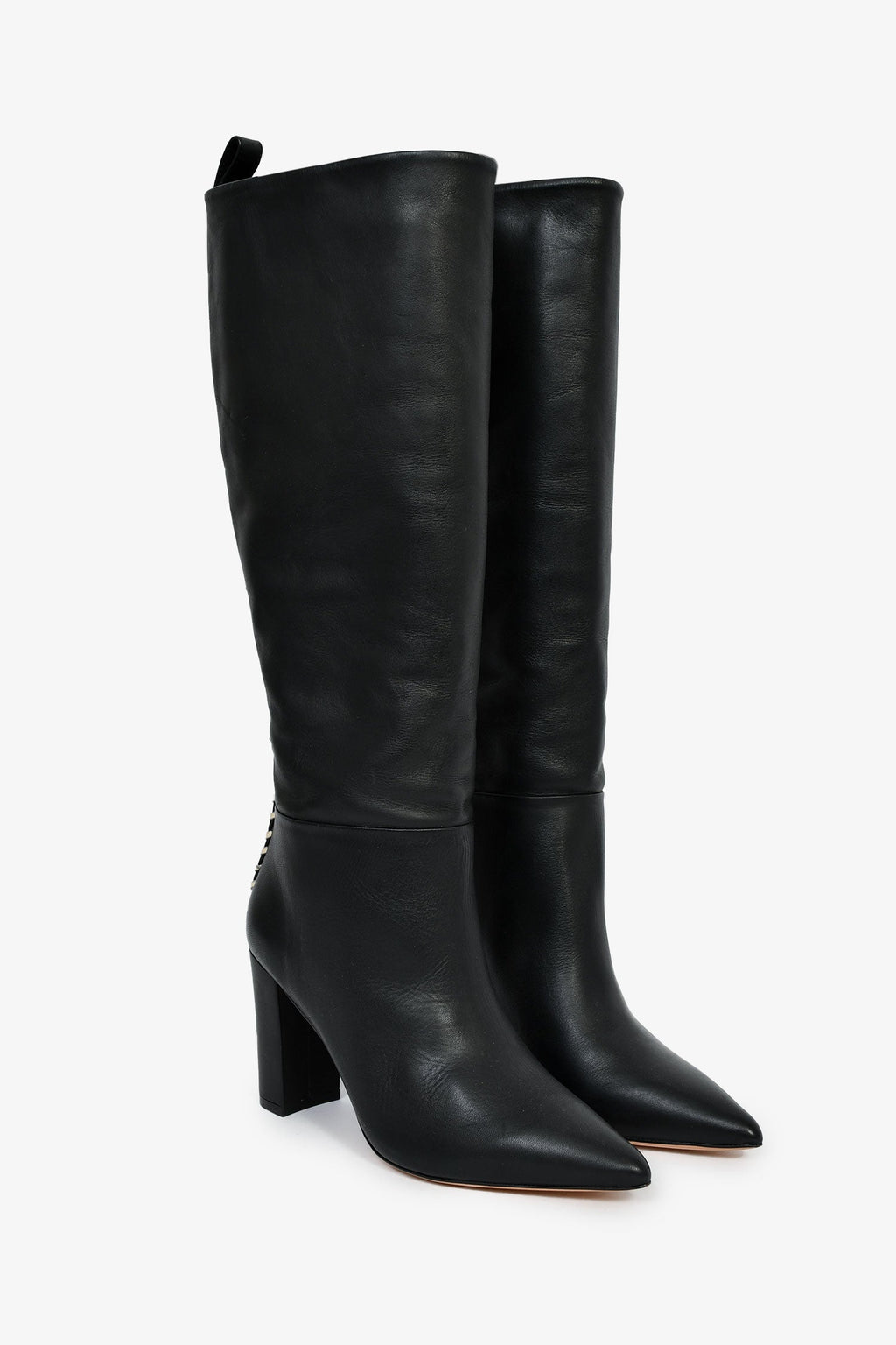 Ulla Johnson Black Leather Whip Stitch Trim Boots Size 35