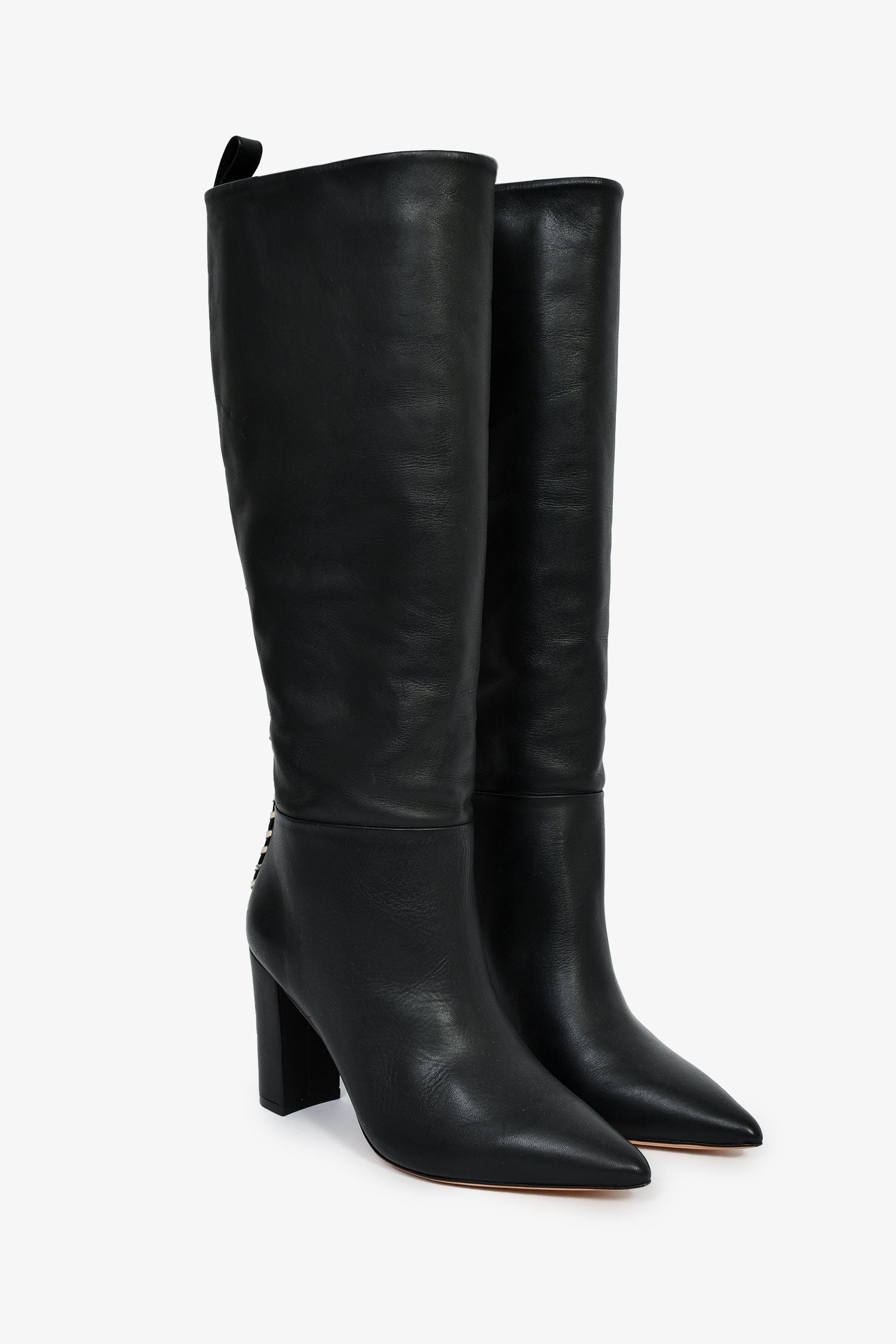 Ulla Johnson Black Leather Whip Stitch Trim Boots Size 35