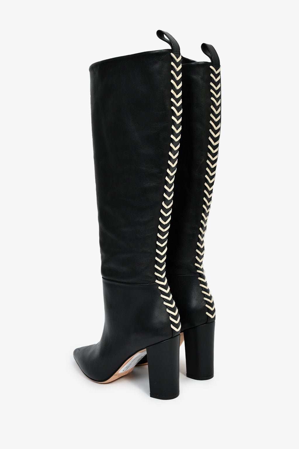 Ulla Johnson Black Leather Whip Stitch Trim Boots Size 35