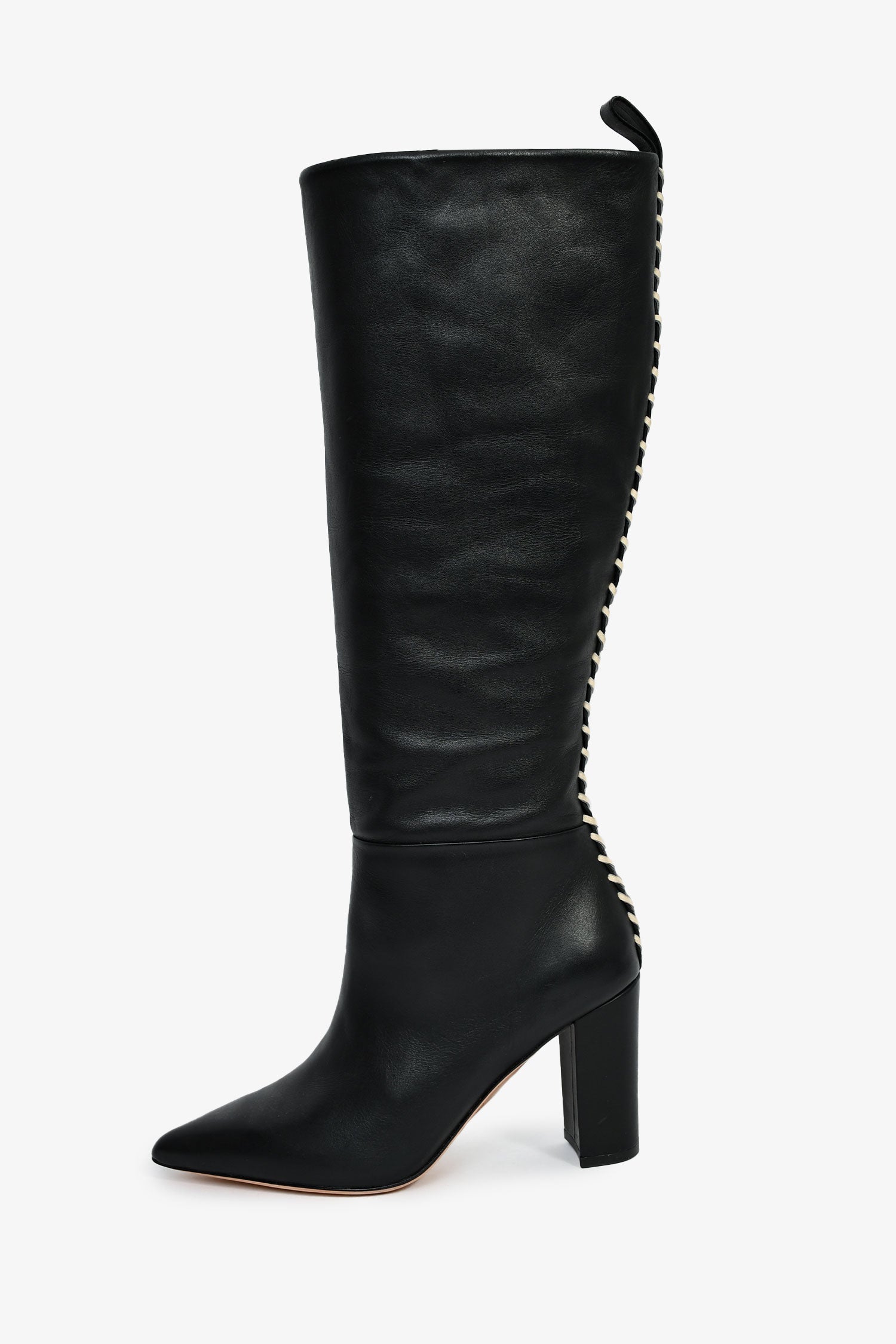 Ulla Johnson Black Leather Whip Stitch Trim Boots Size 35
