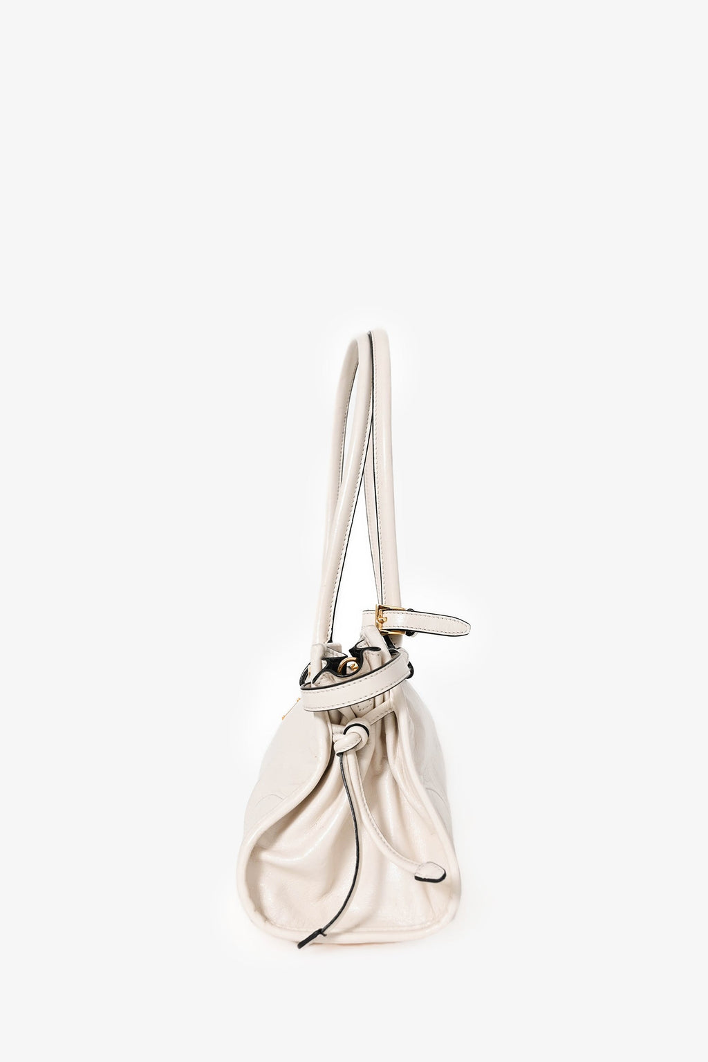 Prada White Leather 'Bonnie' Medium Shoulder Bag with Strap