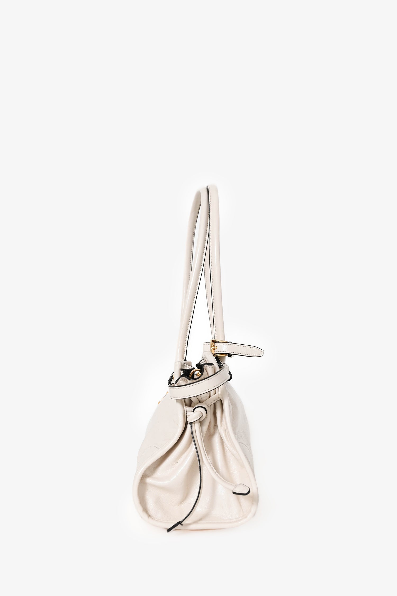 Prada White Leather 'Bonnie' Medium Shoulder Bag with Strap