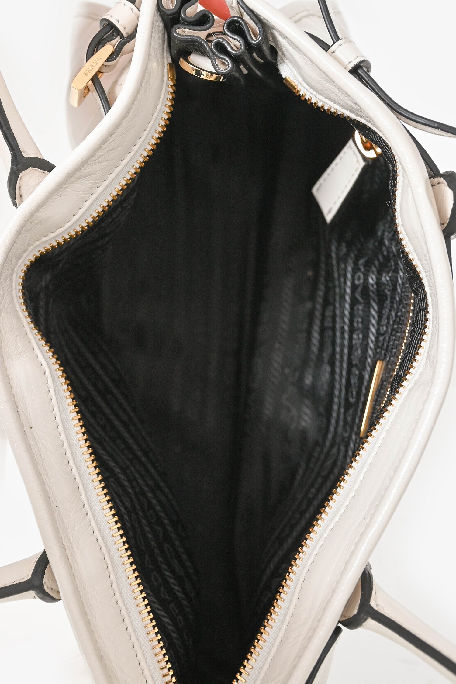 Prada White Leather 'Bonnie' Medium Shoulder Bag with Strap
