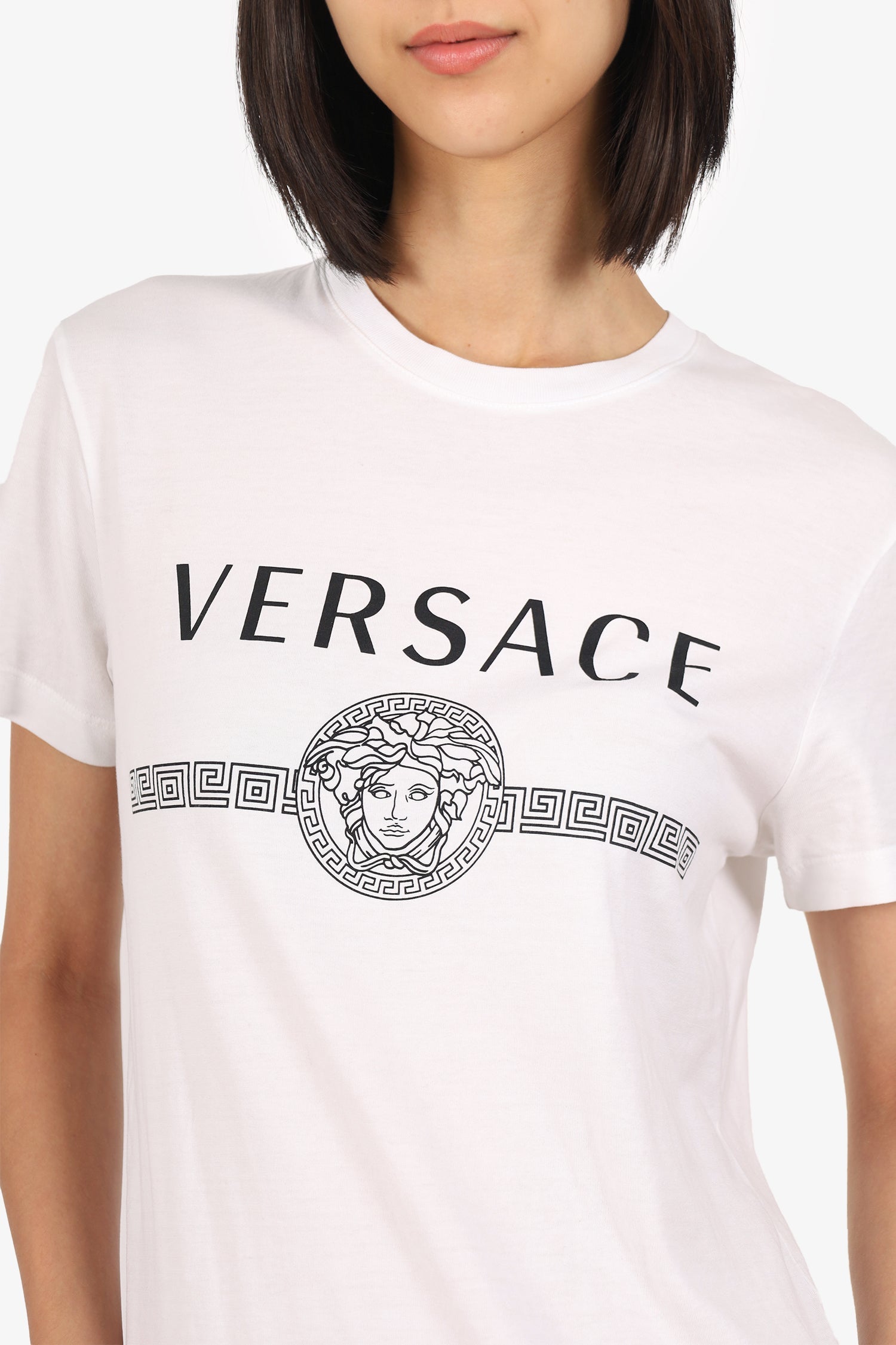 Versace White/Black Medusa Print T-Shirt Size XS
