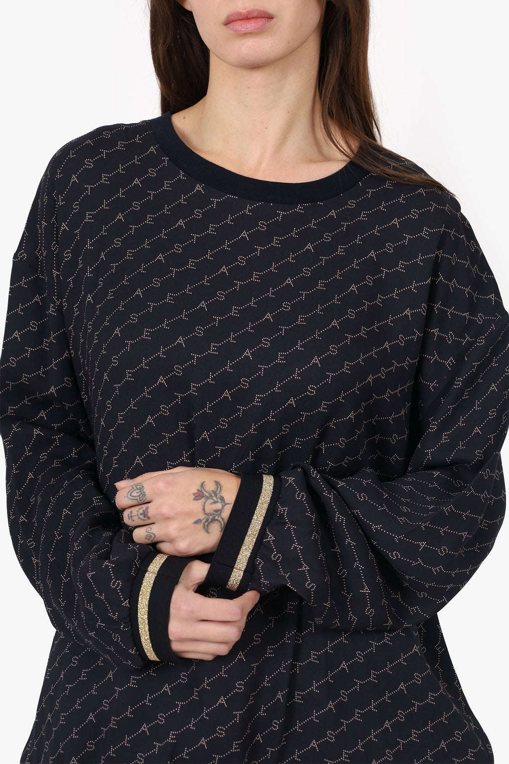 Stella McCartney Black Logo Intarsia Crewneck Sweatshirt Size 42