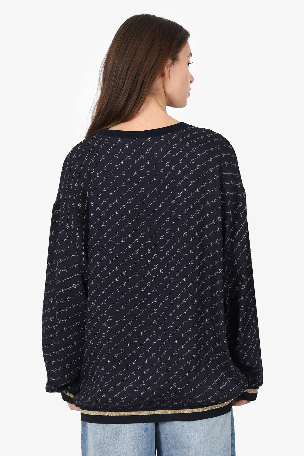 Stella McCartney Black Logo Intarsia Crewneck Sweatshirt Size 42