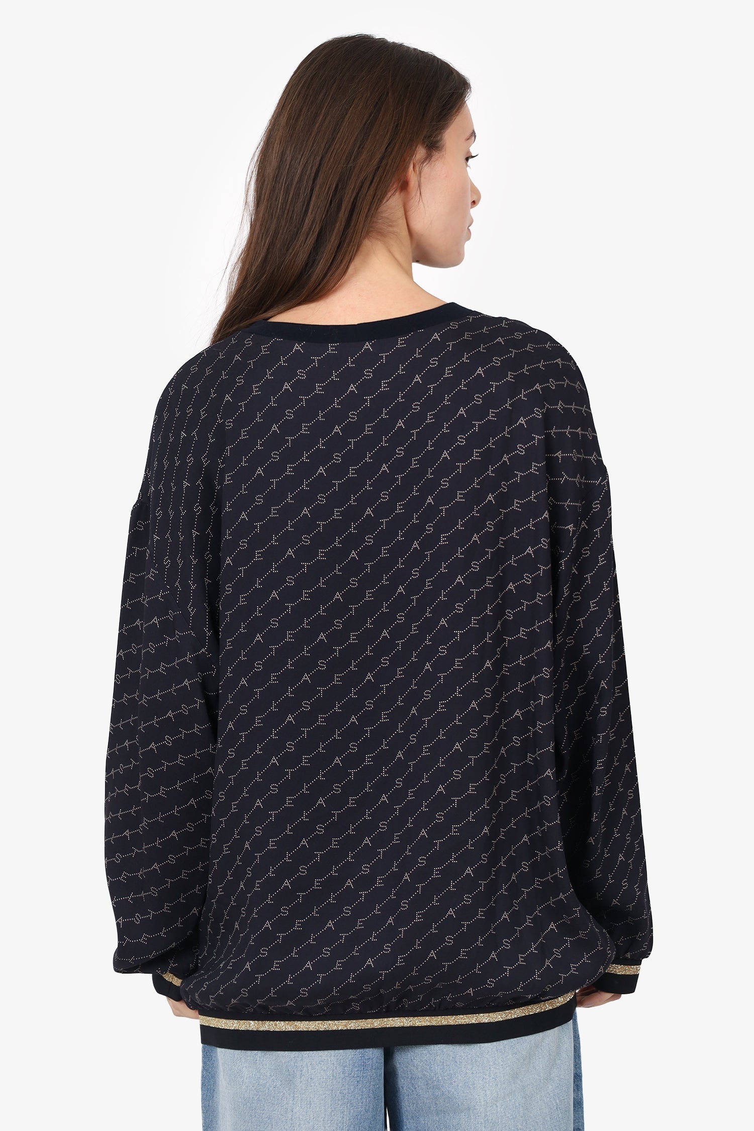 Stella McCartney Black Logo Intarsia Crewneck Sweatshirt Size 42