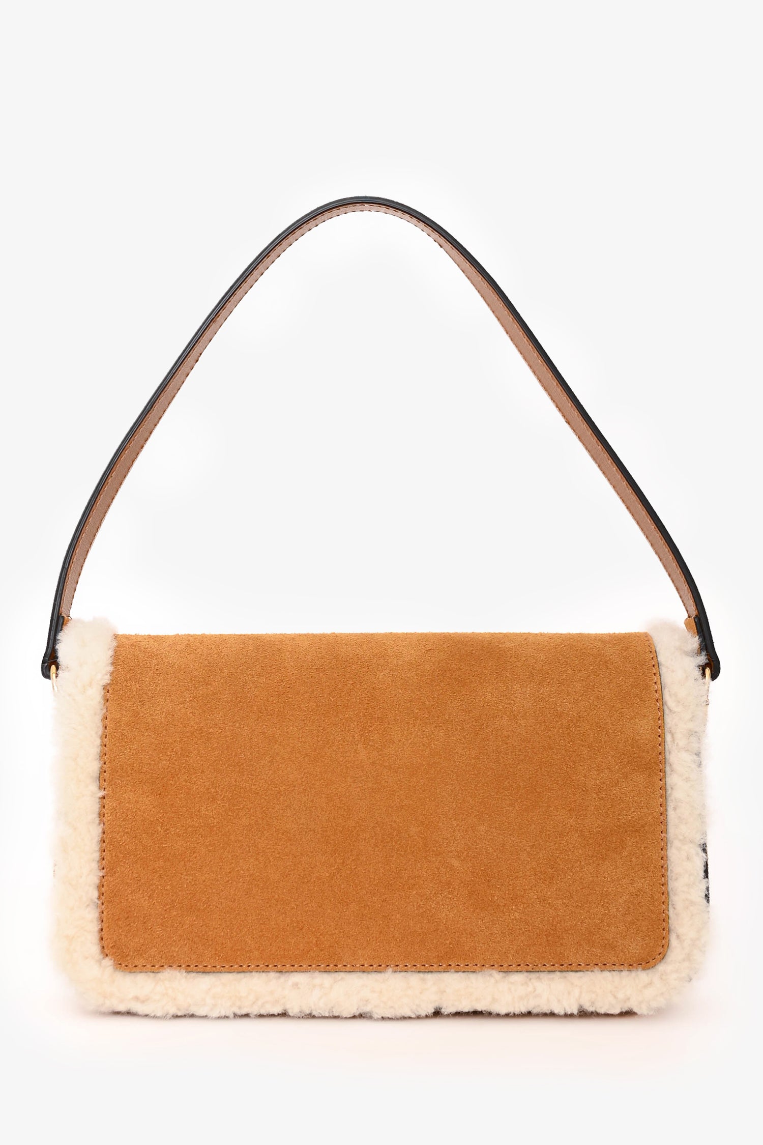 Gucci Brown Suede Leather/Shearling Trimmed Horsebit 1955 Shoulder Bag
