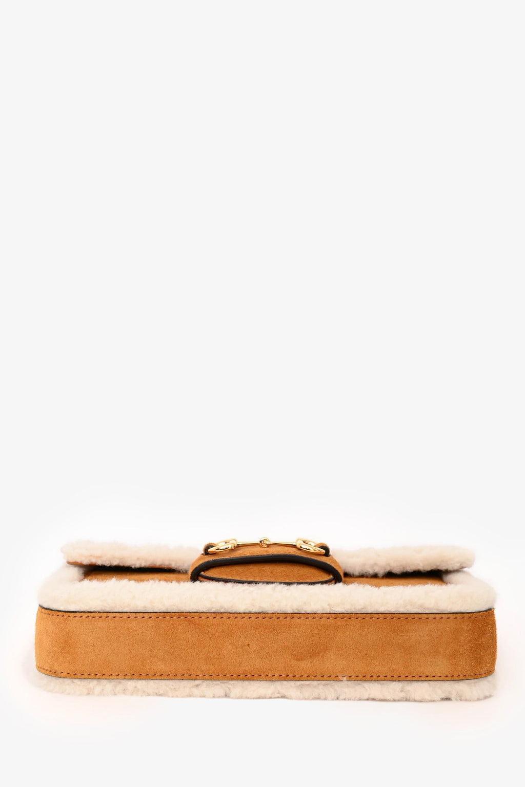 Gucci Brown Suede Leather/Shearling Trimmed Horsebit 1955 Shoulder Bag