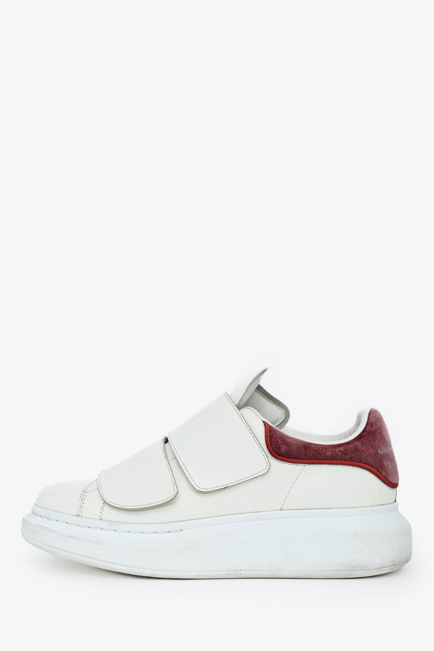 Alexander McQueen White/Pink Leather Oversize Sneakers Size 37.5