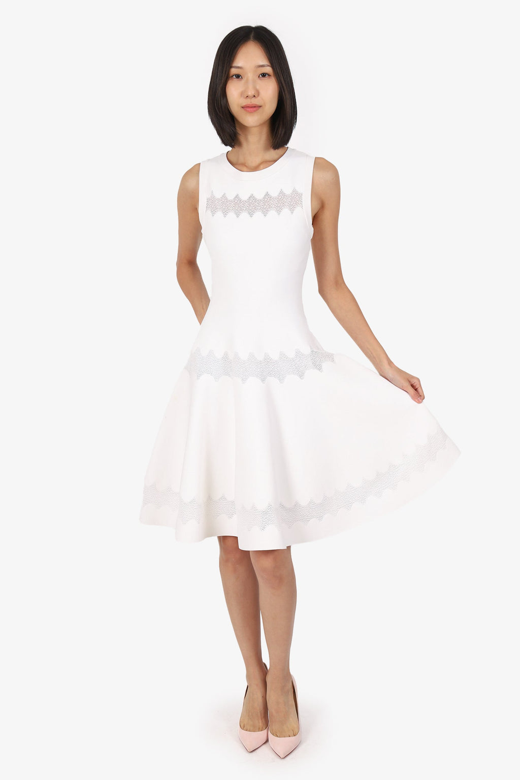 Alaïa White Bodycon with Lace Detail Dress
