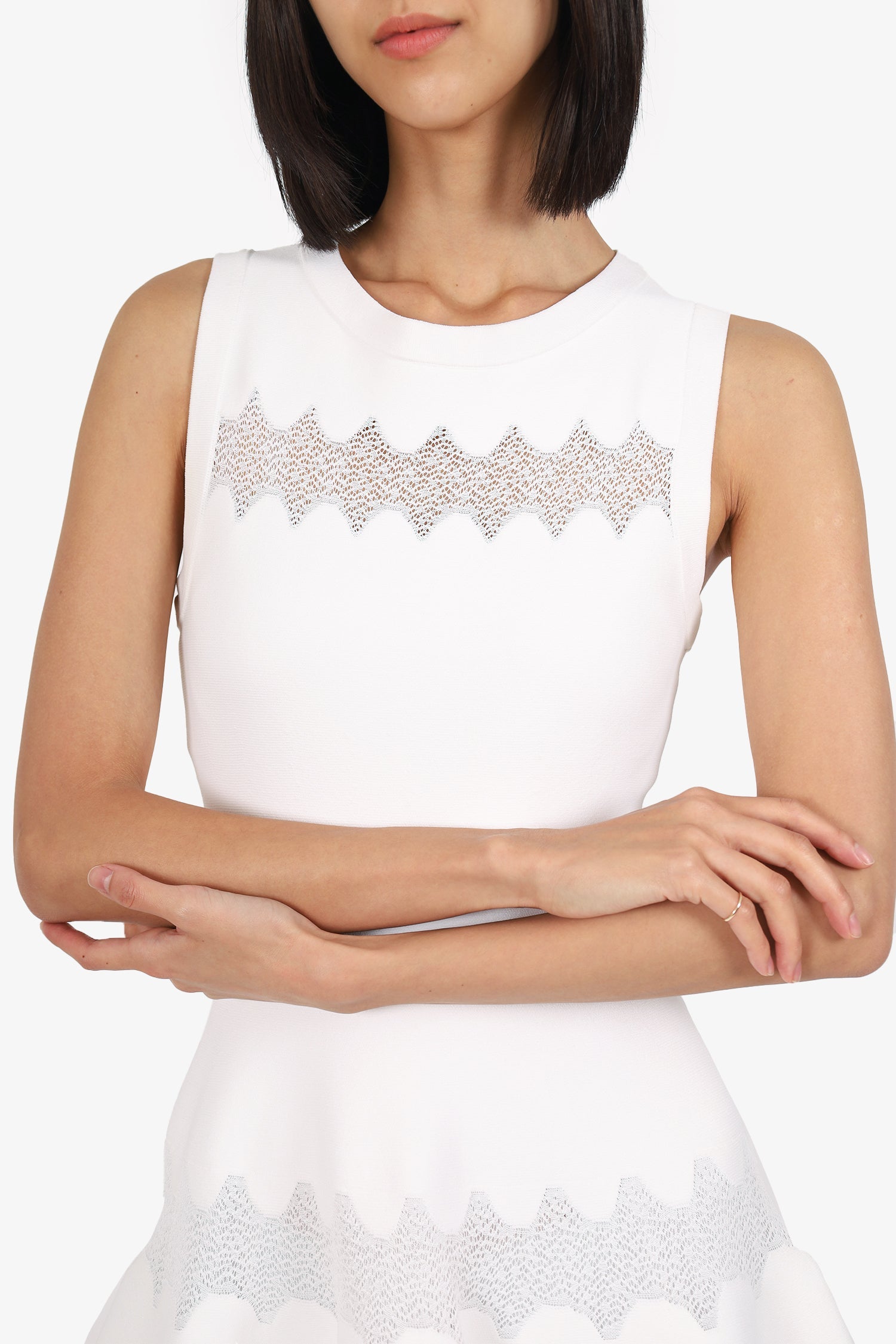 Alaïa White Bodycon with Lace Detail Dress