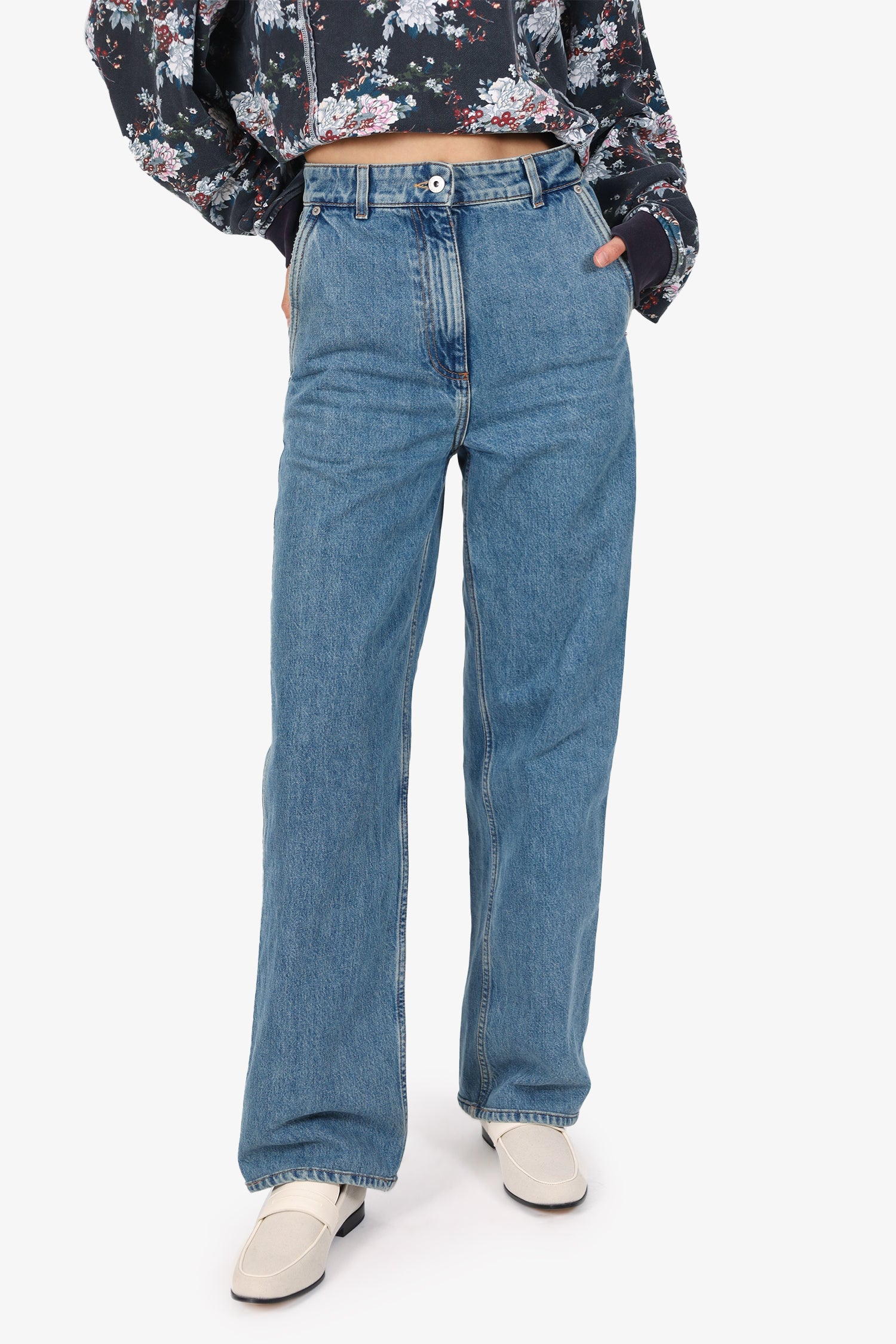 Burberry Blue Denim Wide Leg Jeans Size 0