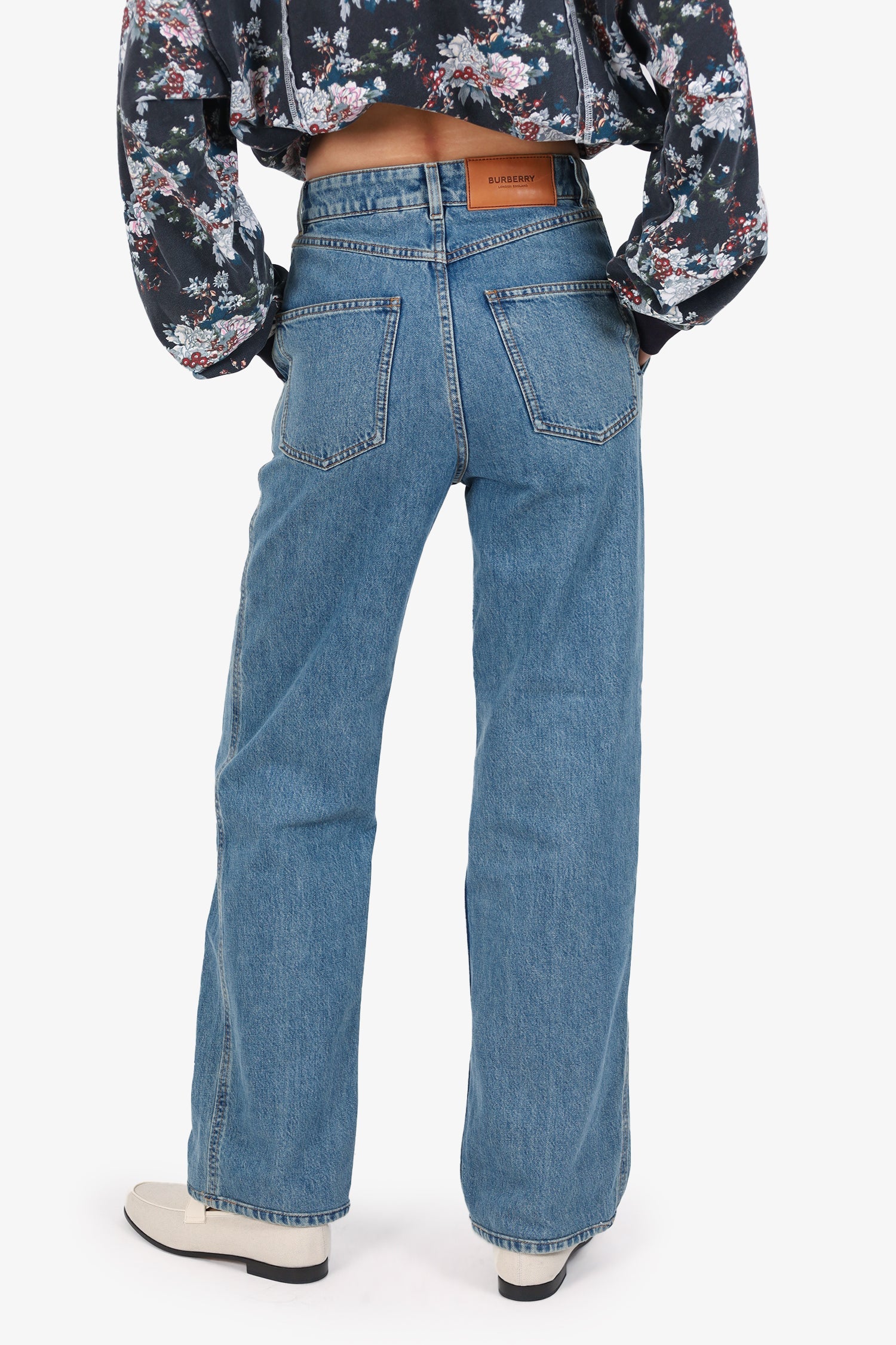 Burberry Blue Denim Wide Leg Jeans Size 0