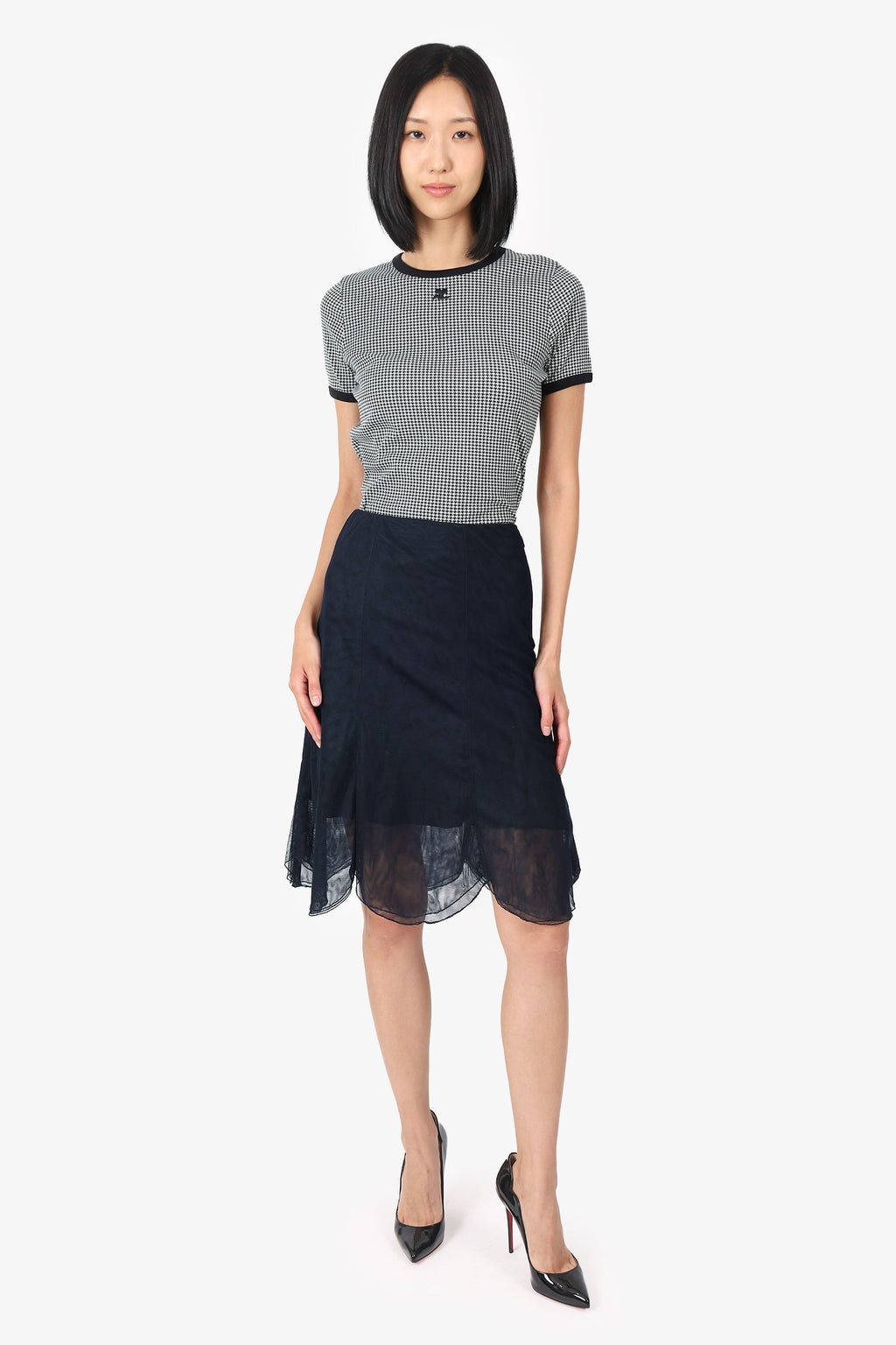Pre-Loved Chanel™ Black Organza Knee Length Skirt Size 40