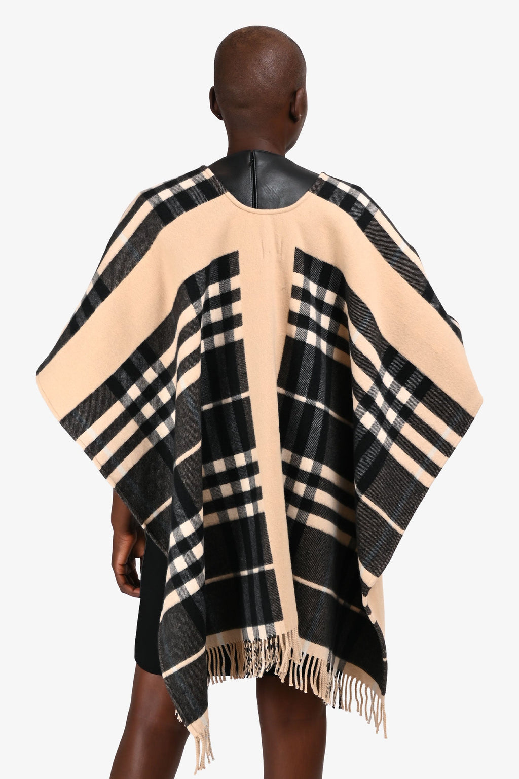 Burberry Dusty Sand Cashmere/Merino Wool Nova Check Cape Size OS