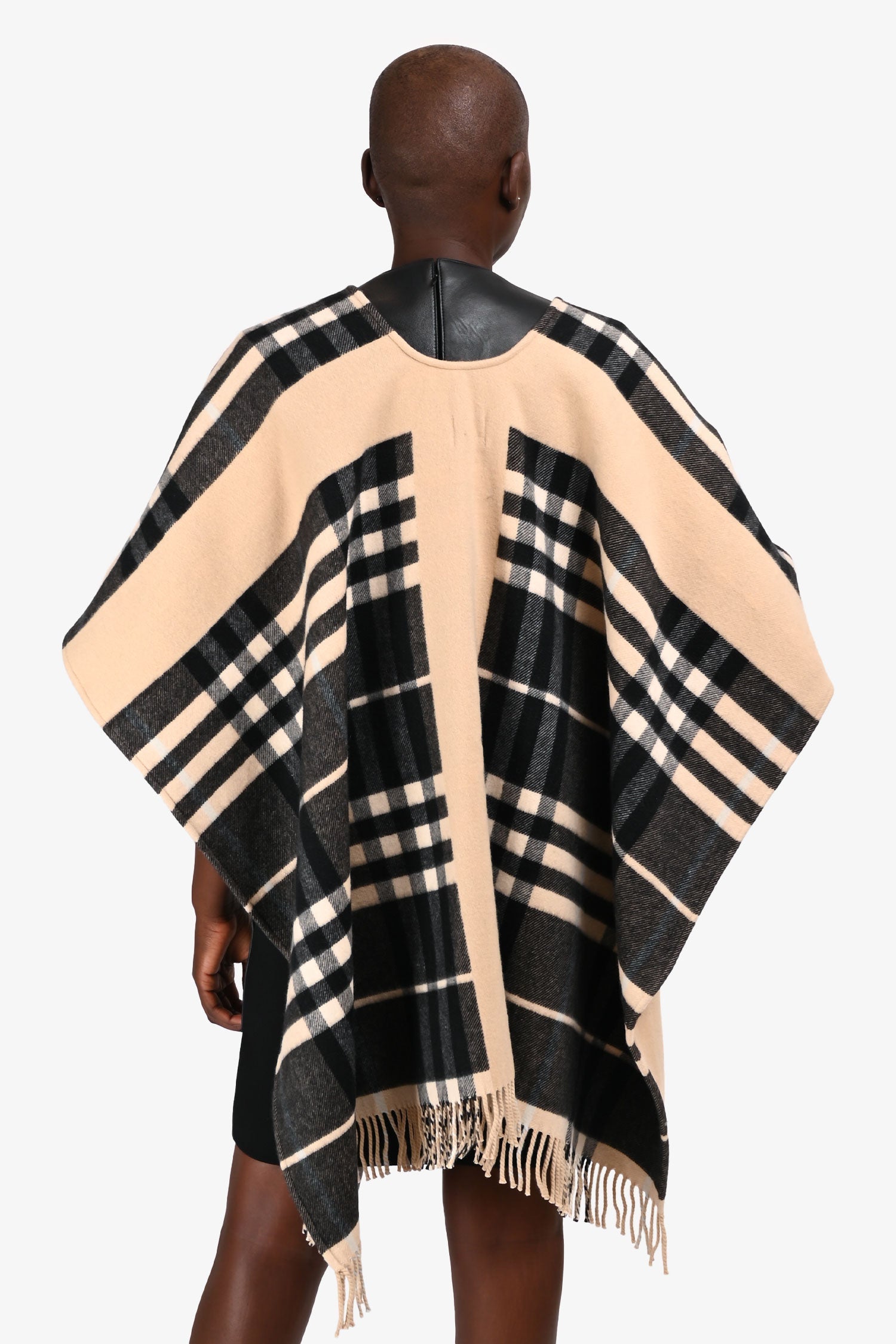 Burberry Dusty Sand Cashmere/Merino Wool Nova Check Cape Size OS