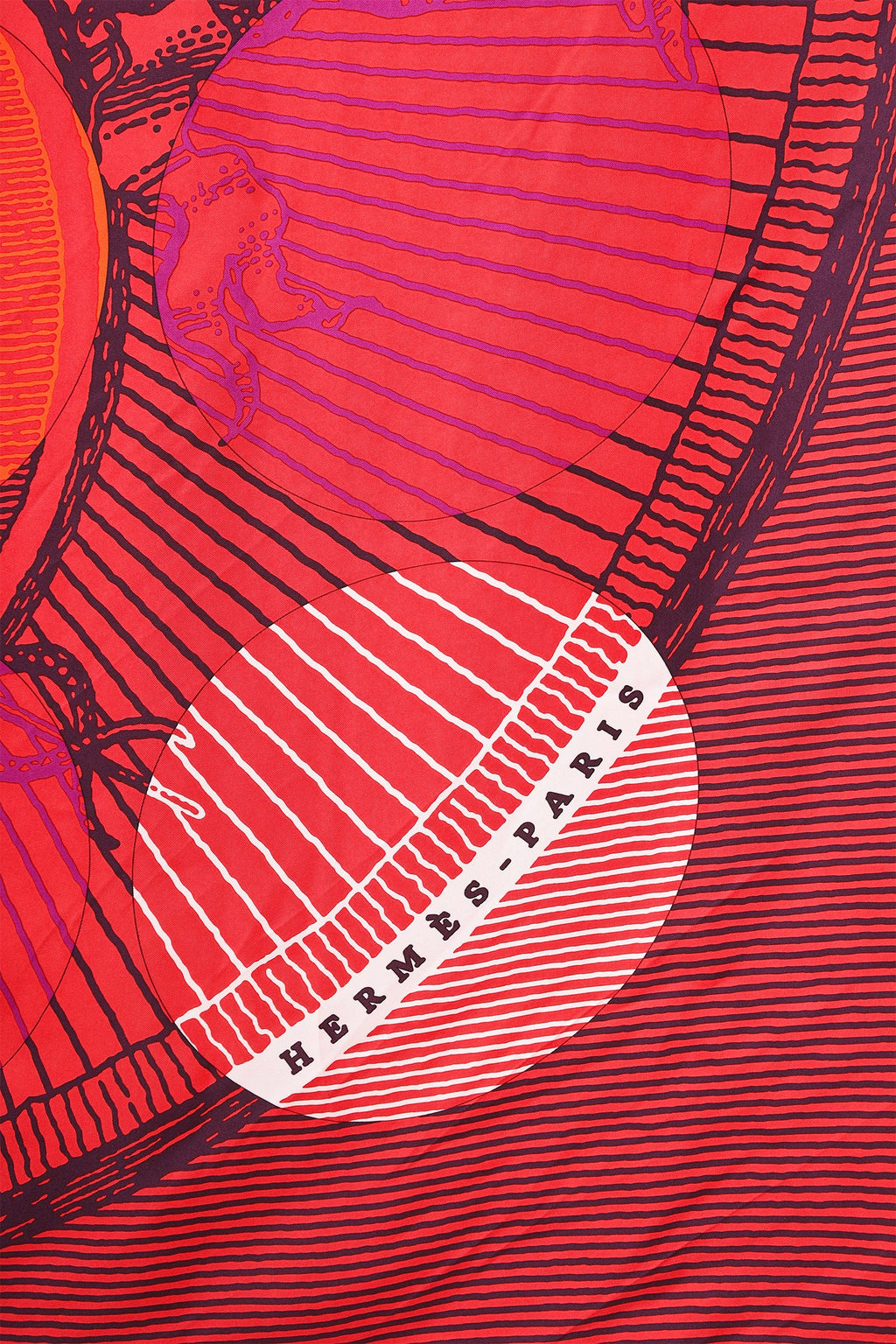 Hermès Red Silk Suite et Poursuite Scarf Size 140cm