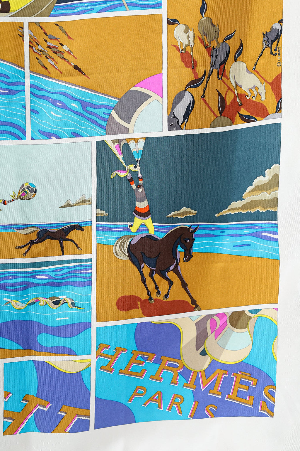 Hermès Blue/Multicolour Silk Soie Libre Scarf 90cm