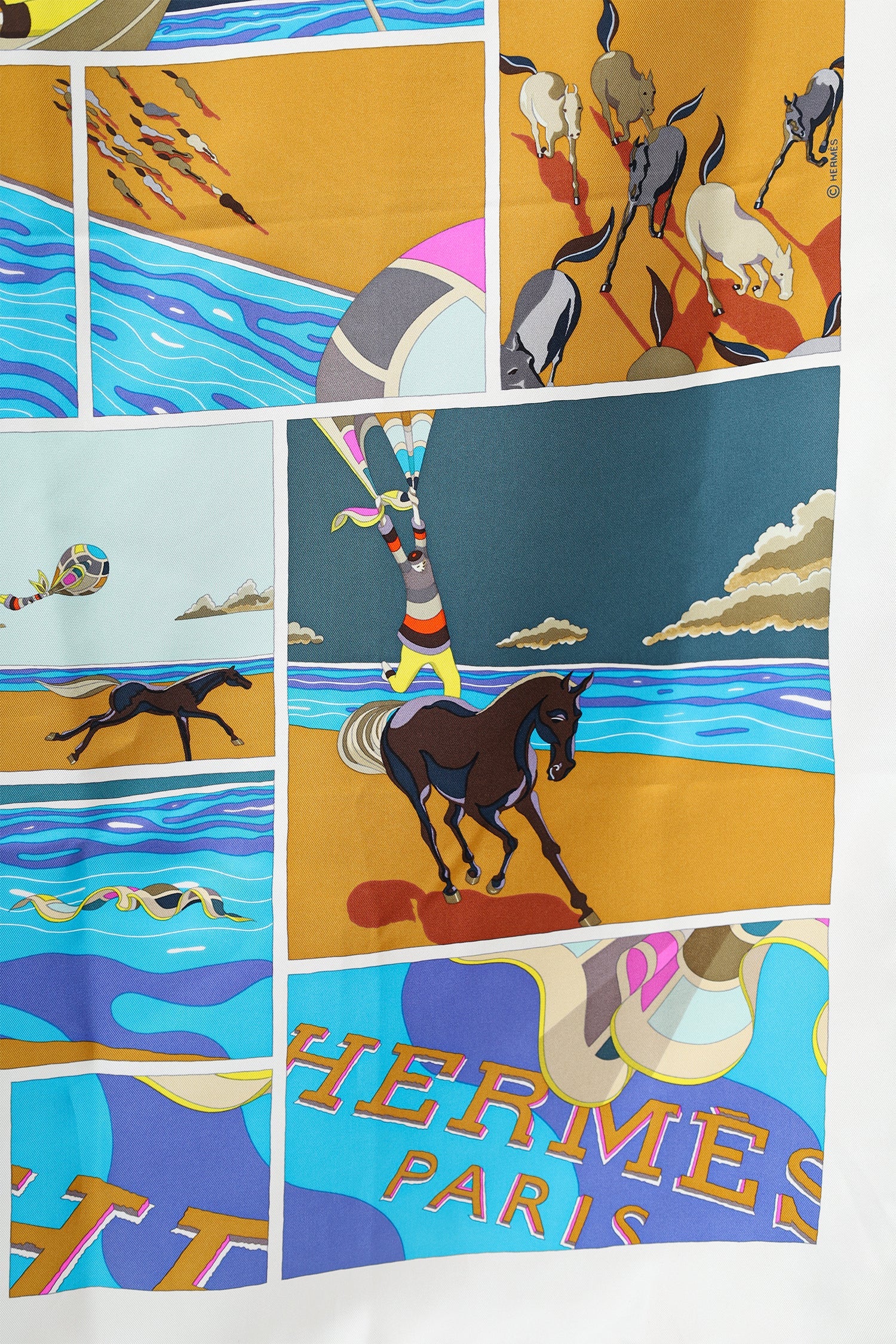 Hermès Blue/Multicolour Silk Soie Libre Scarf 90cm
