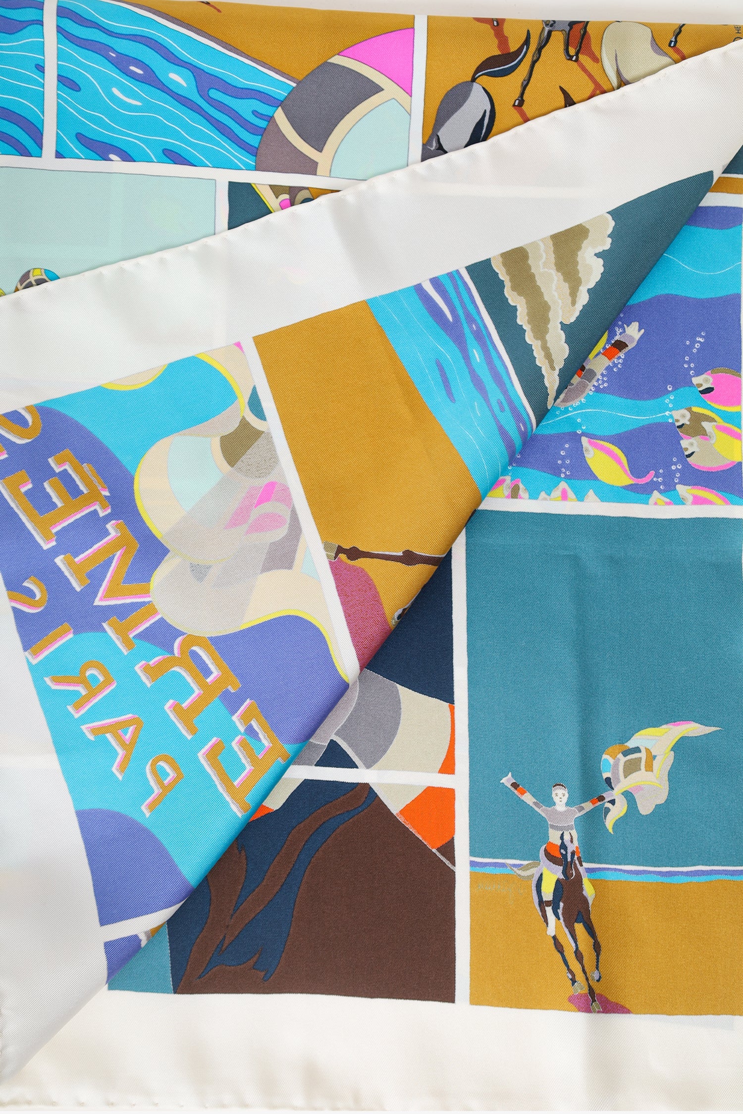 Hermès Blue/Multicolour Silk Soie Libre Scarf 90cm