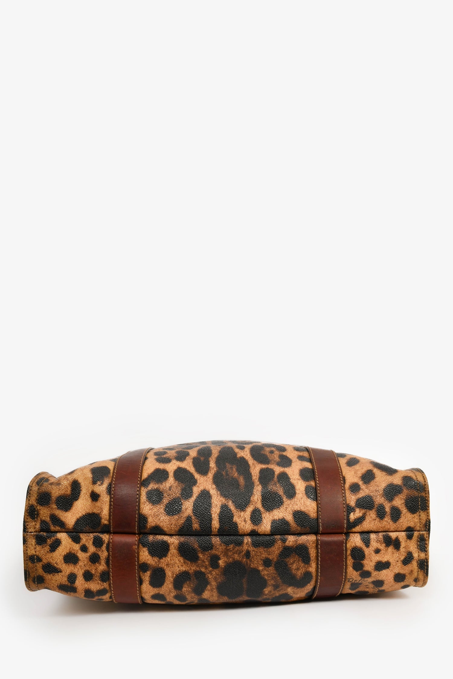 Dolce & Gabbana Brown Leopard Print Coated Canvas and Leather Shopper Tote