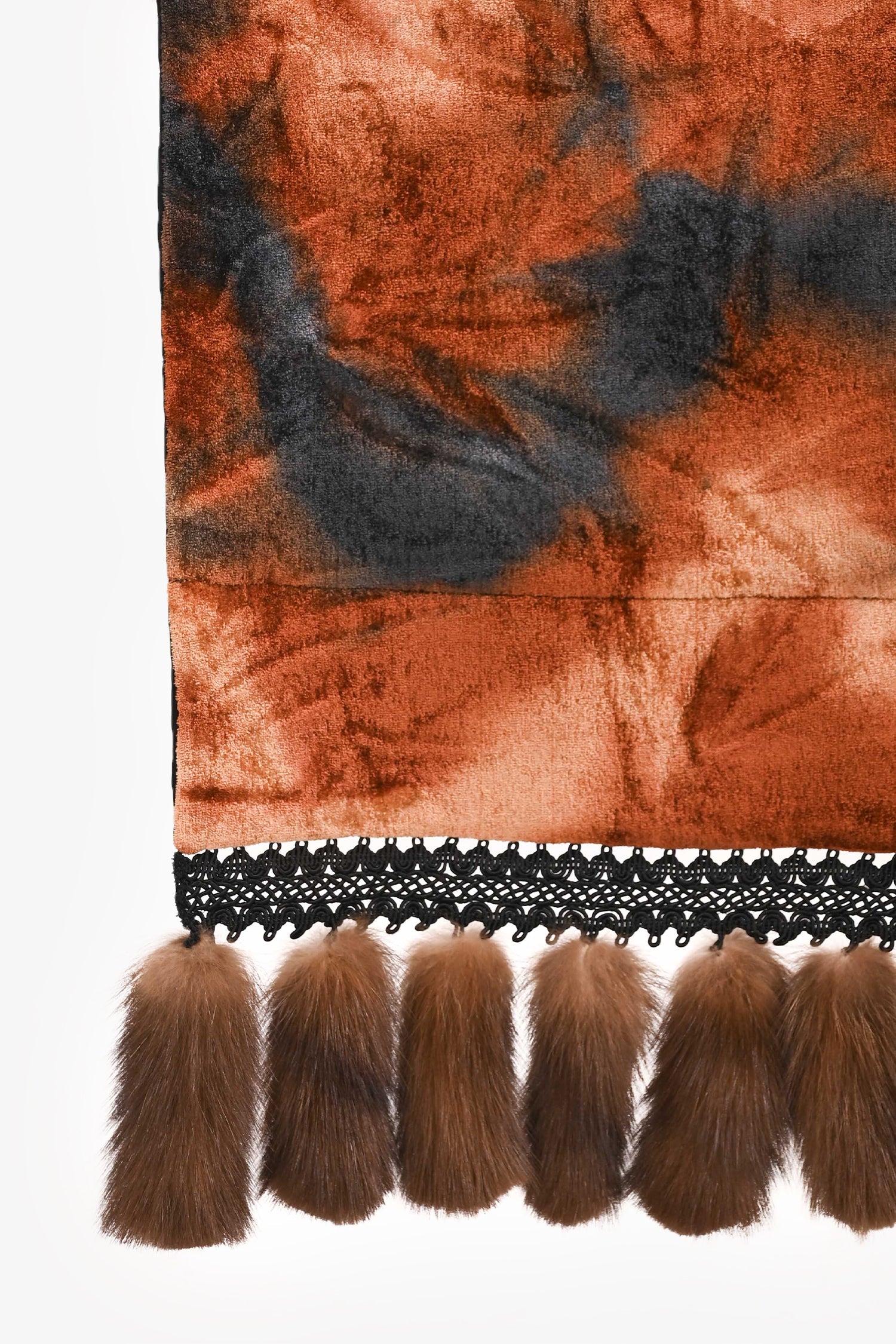 Fendi Black Fur Tassel Long Scarf