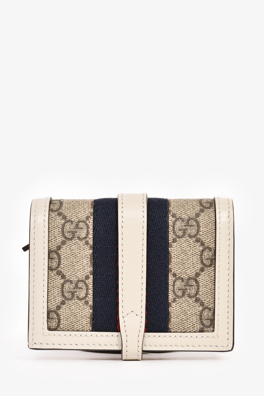 Gucci White Leather GG Supreme Jackie 1961 Compact Wallet