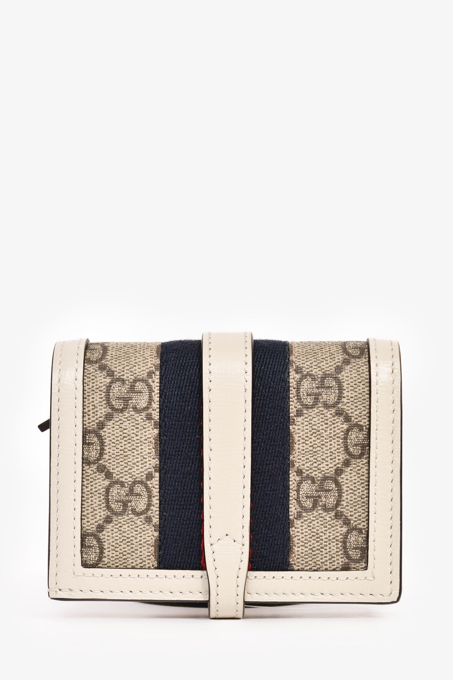 Gucci White Leather GG Supreme Jackie 1961 Compact Wallet