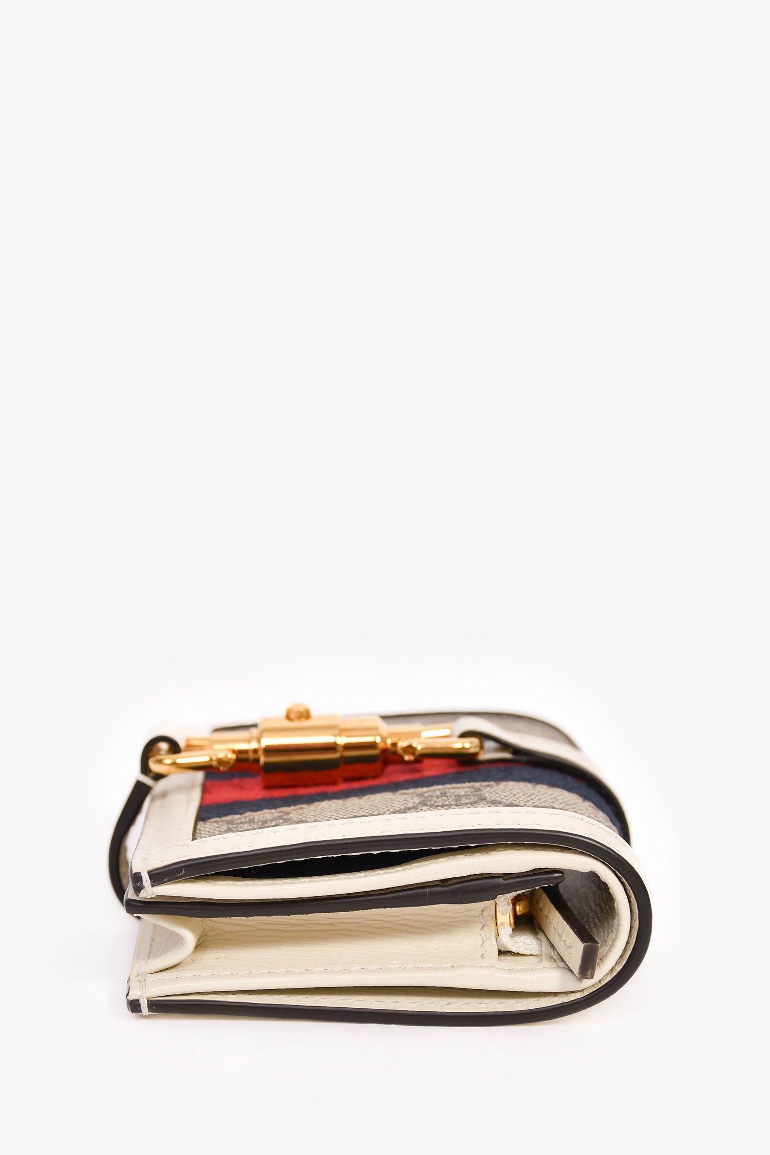 Gucci White Leather GG Supreme Jackie 1961 Compact Wallet