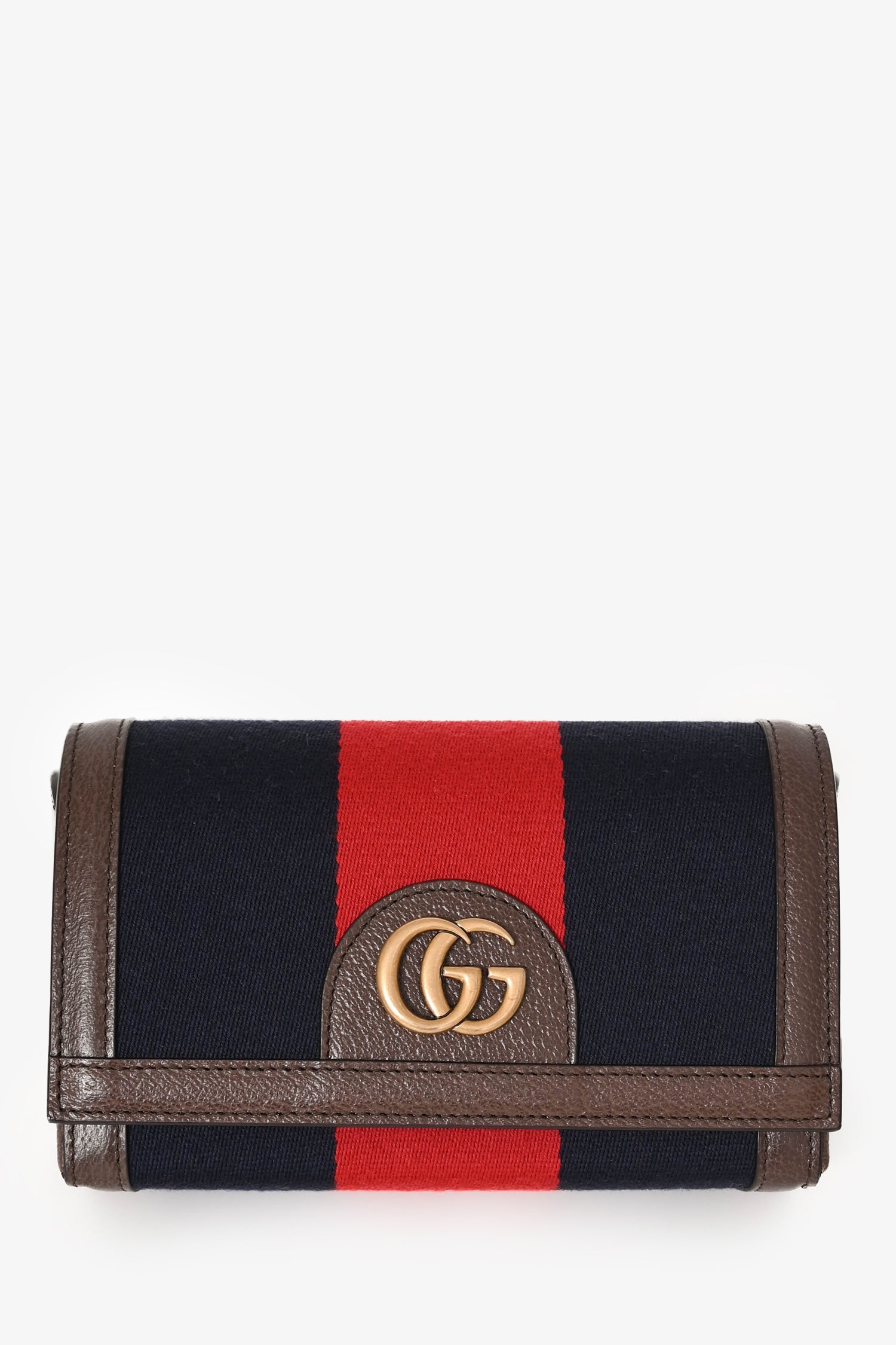 Gucci Brown/Blue/Red Leather/Canvas Mini Web Crossbody