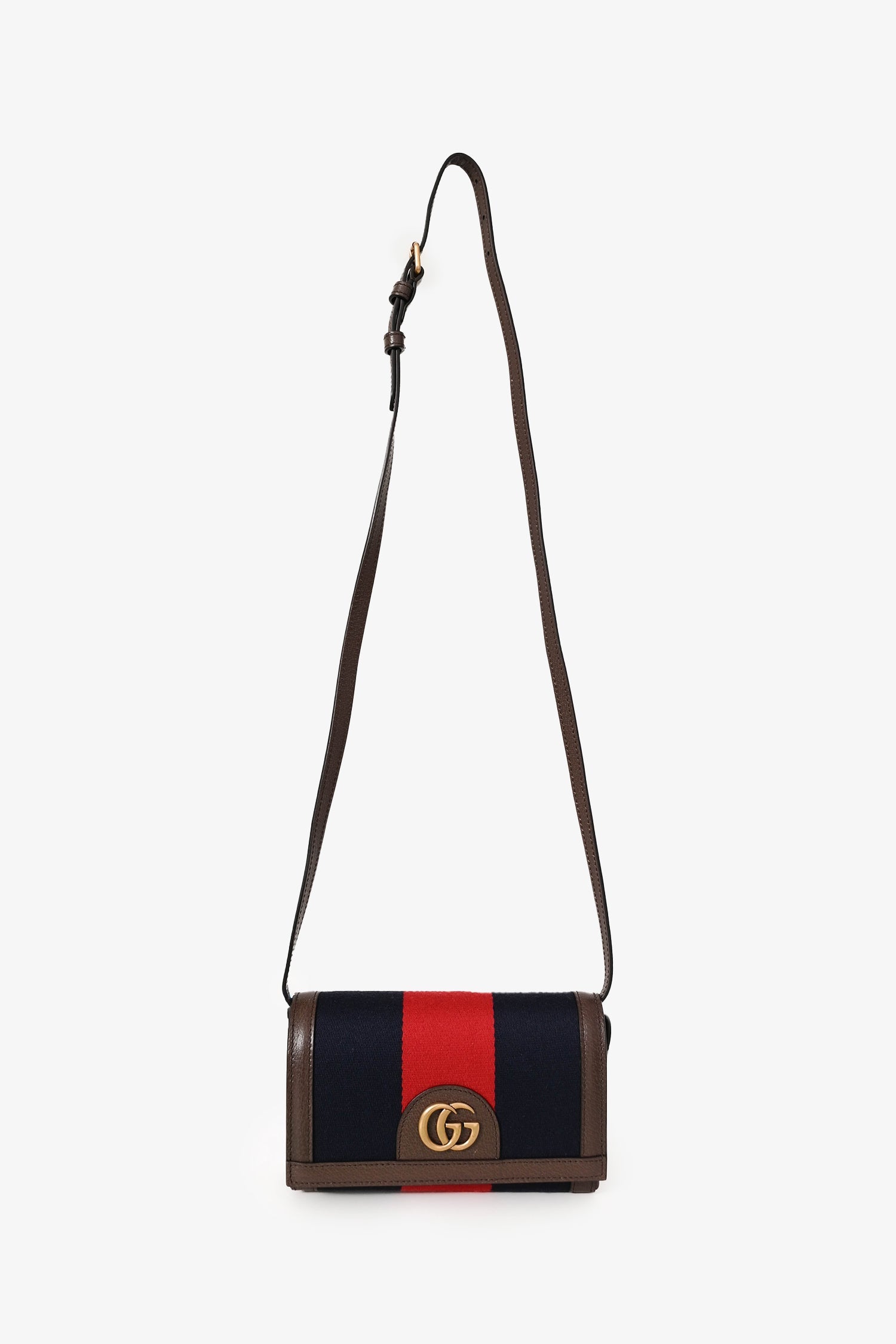 Gucci Brown/Blue/Red Leather/Canvas Mini Web Crossbody