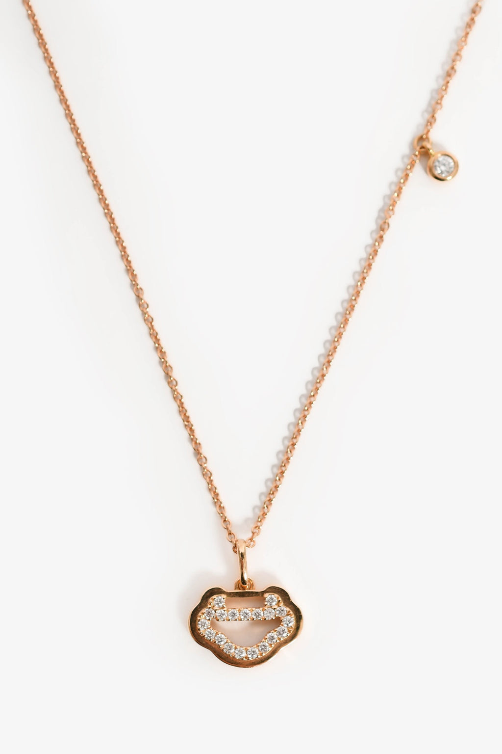 Qeelin 18K Rose Gold/Diamond 'Petite Yu Yi' Necklace