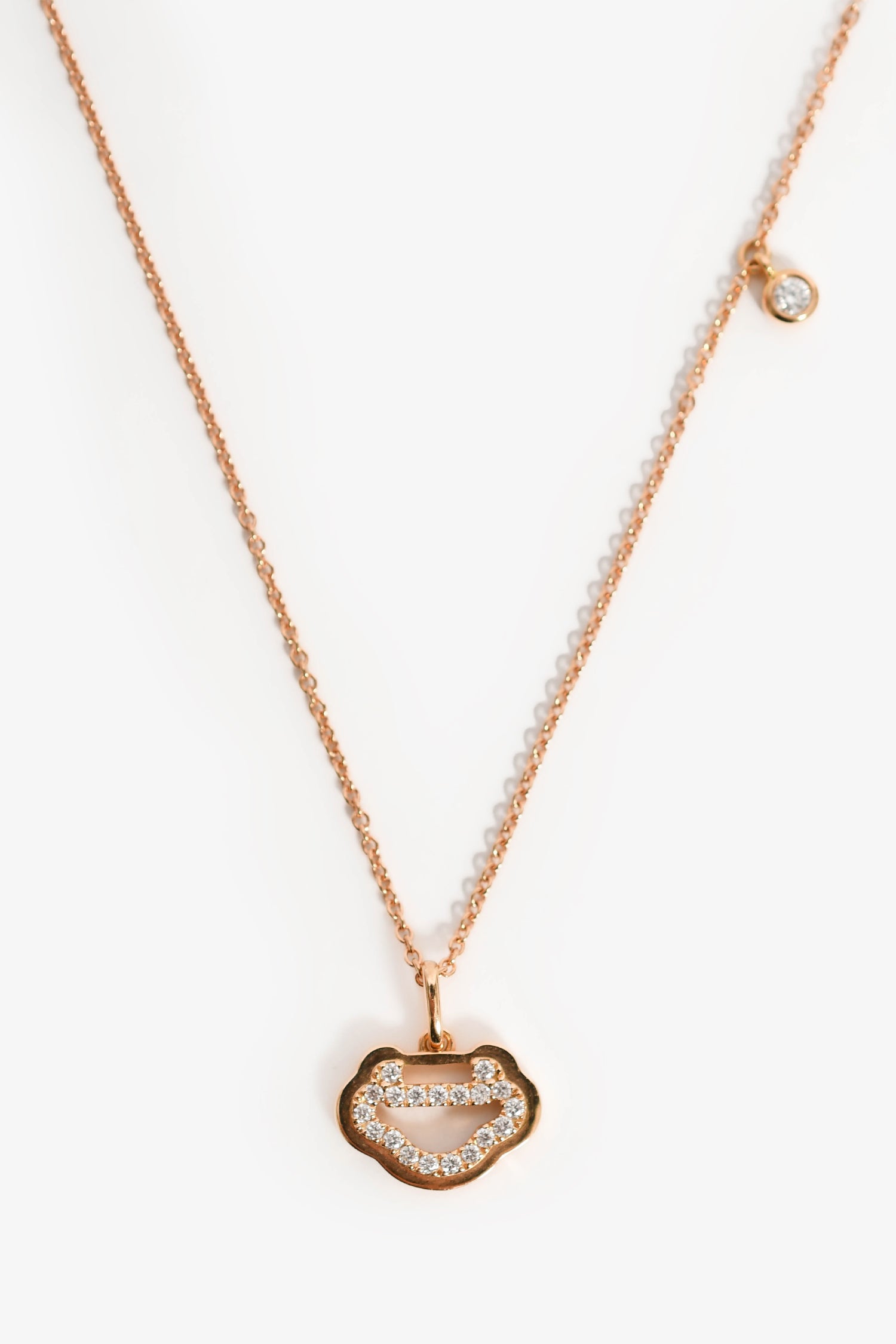 Qeelin 18K Rose Gold/Diamond 'Petite Yu Yi' Necklace