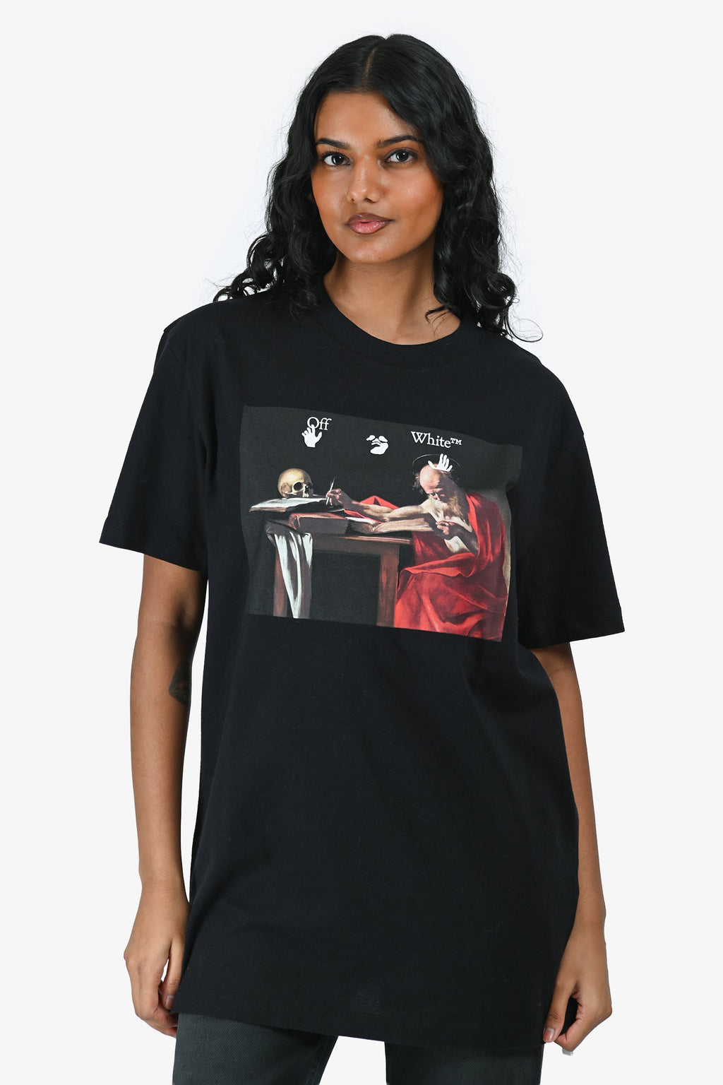 Off-White Black Cotton Graphic T-Shirt Size S Mens