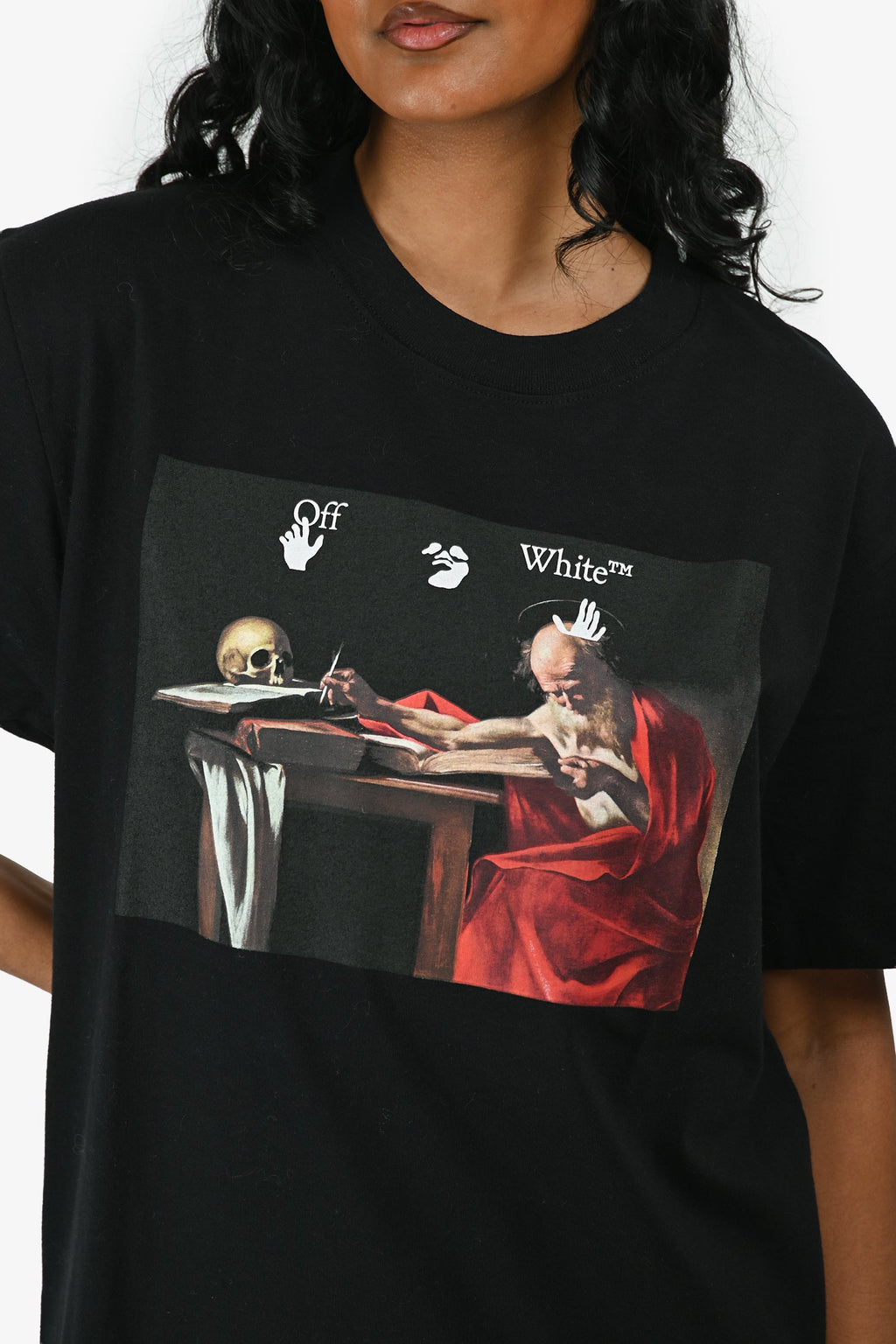 Off-White Black Cotton Graphic T-Shirt Size S Mens
